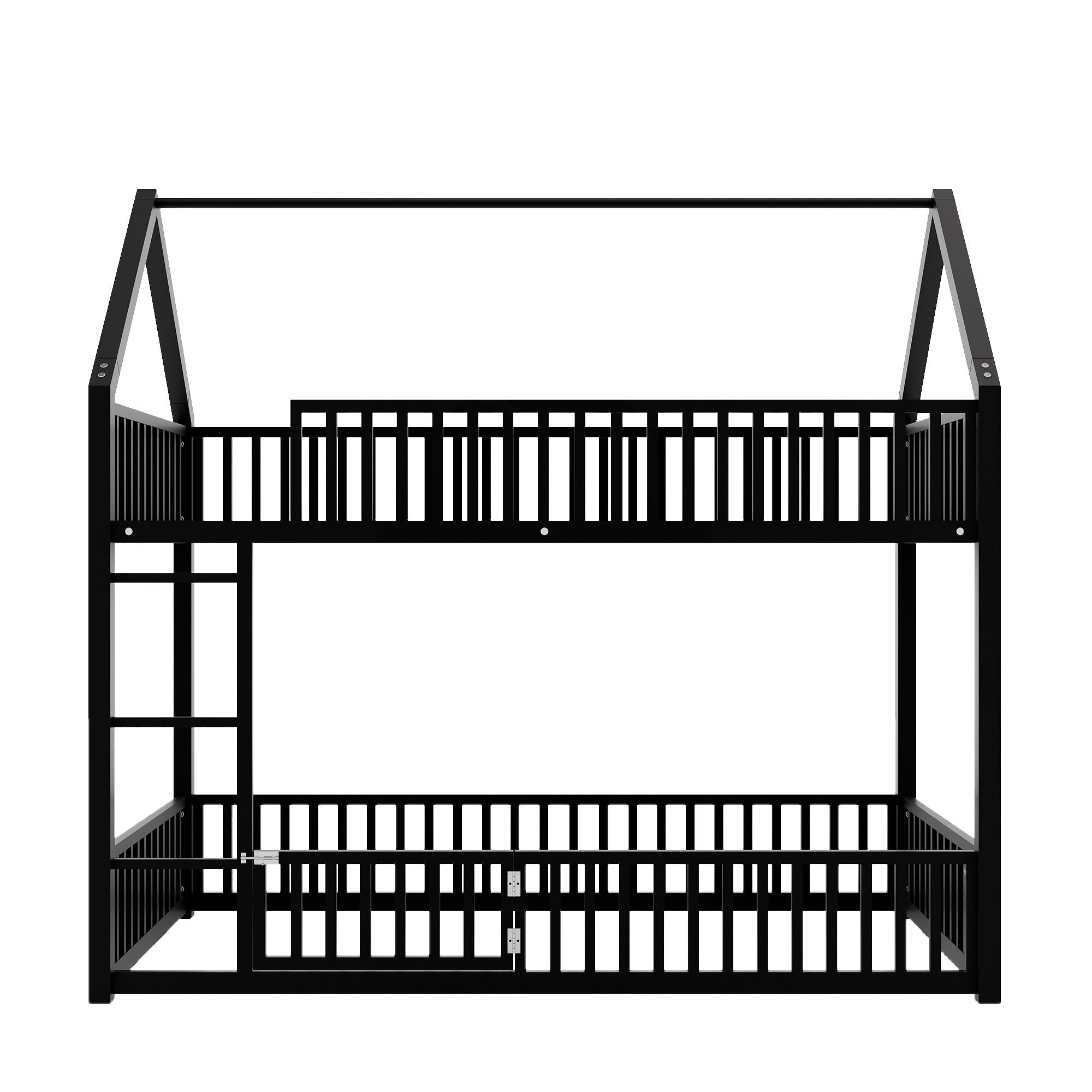 Metal House Bunk Bed With Fence And Door