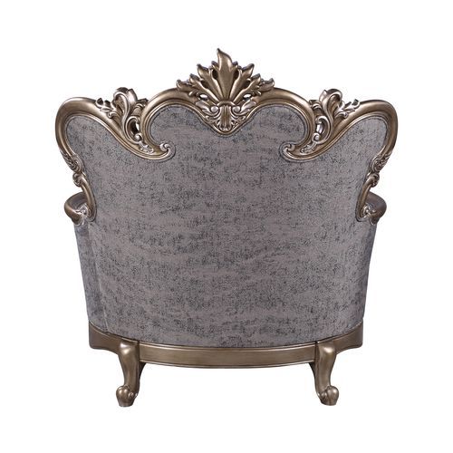 ACME Elozzol - Chair With Pillow - Fabric & Antique Bronze Finish - Wood | Meri Furniture
