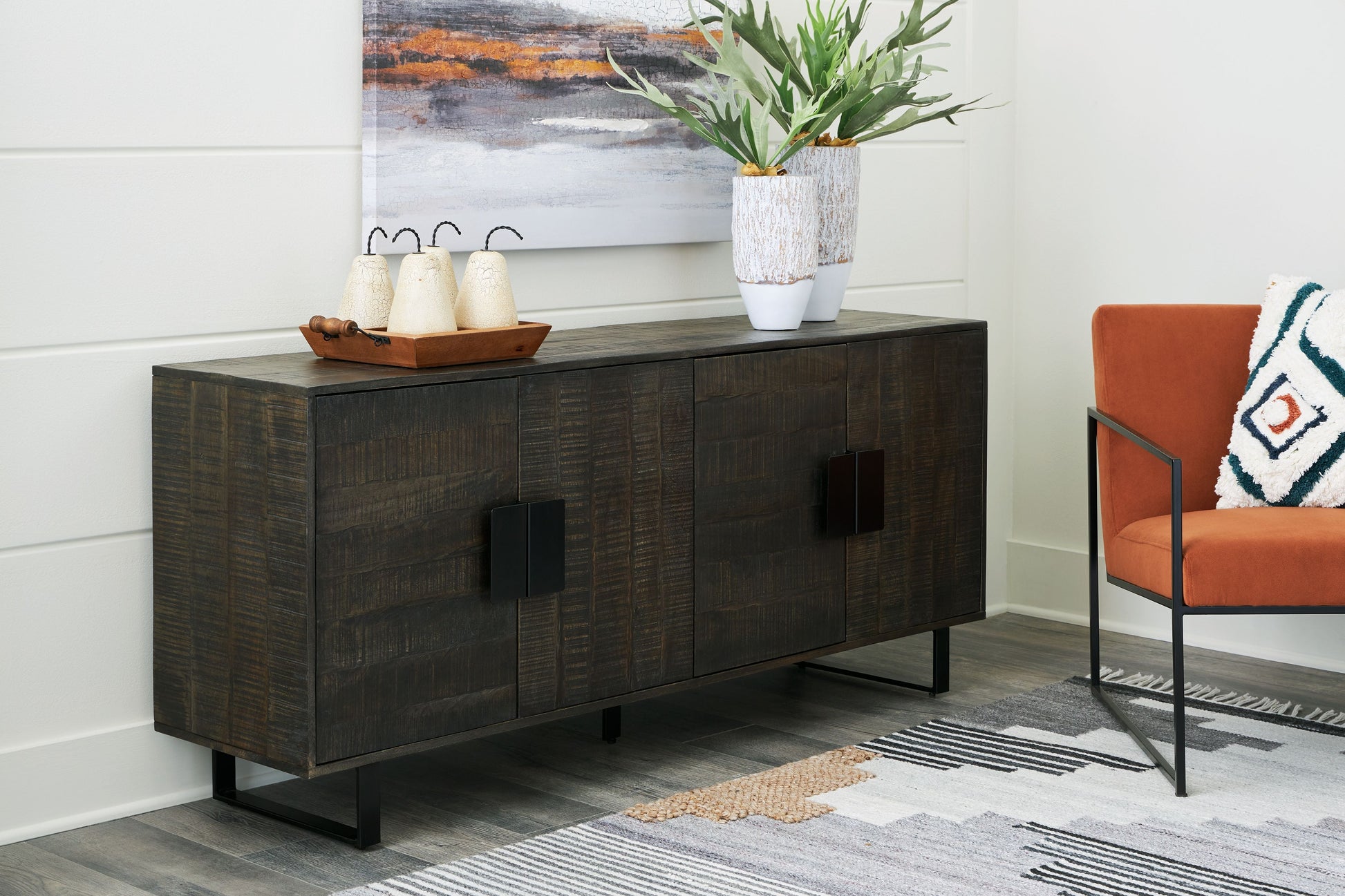 Signature Design by Ashley® Kevmart - Grayish Brown / Black - Accent Cabinet | Meri Furniture