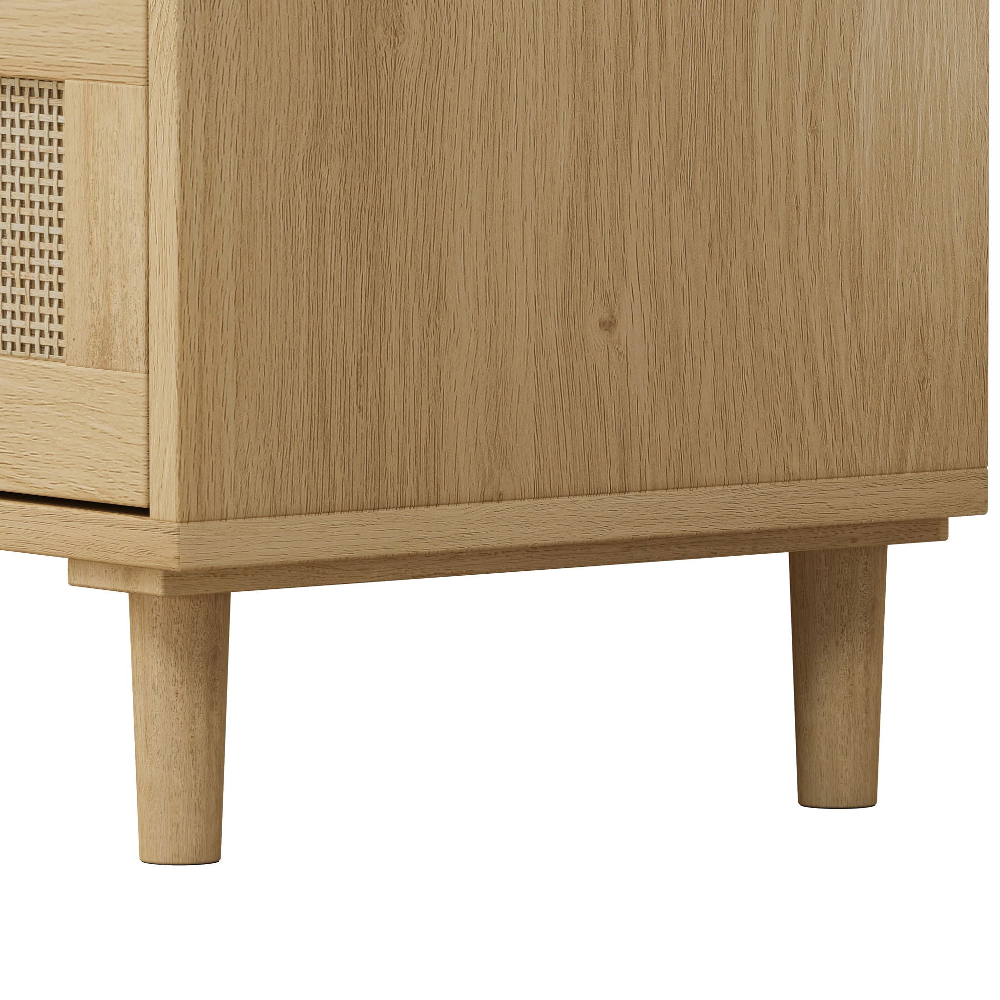 3 Drawer Storage Cabinet With Rattan Drawers For Bedroom, Living Room - Oak