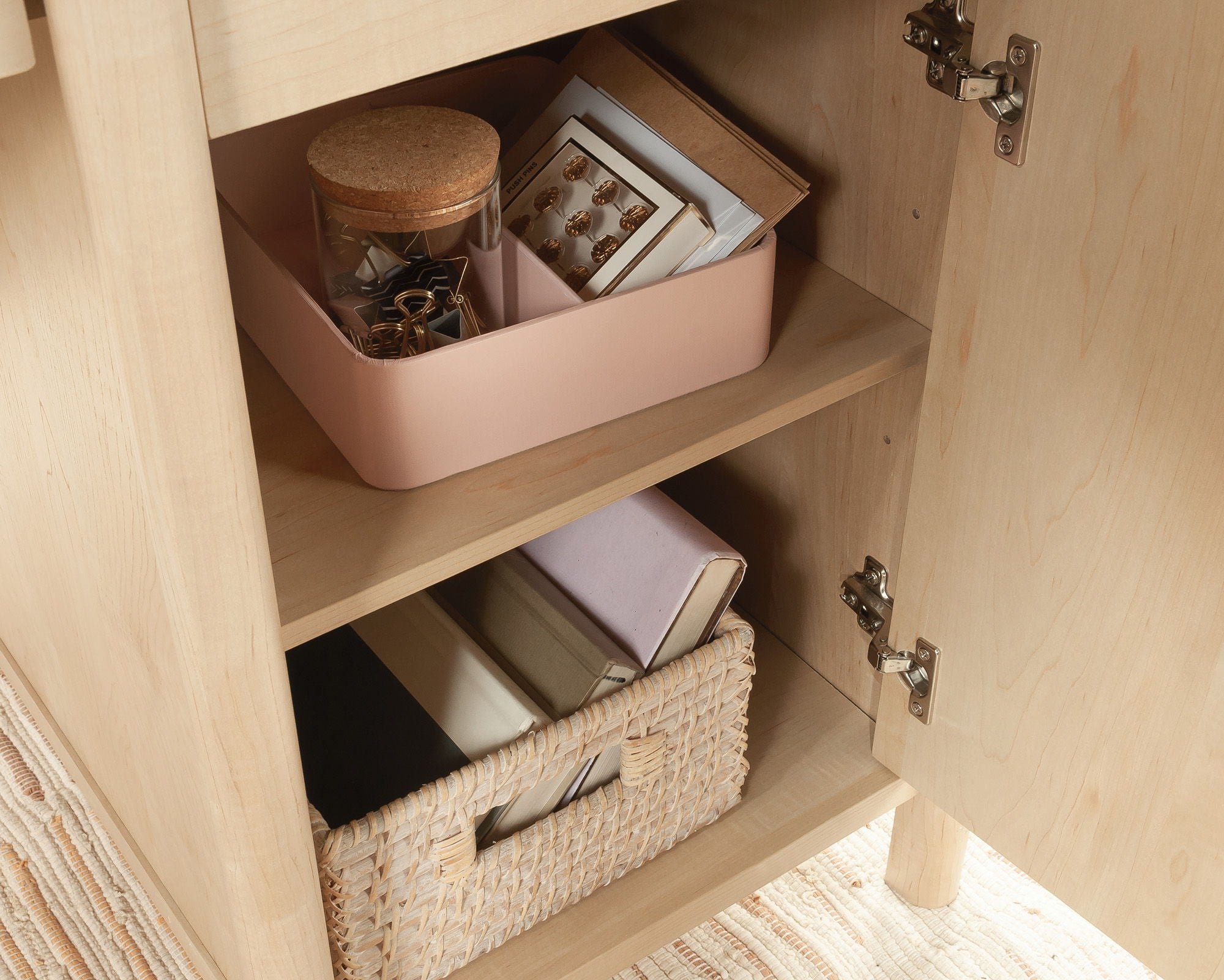 Executive Desk with Storage in Natural Maple