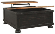 Valebeck - Lift Top Cocktail Table - Black / Brown