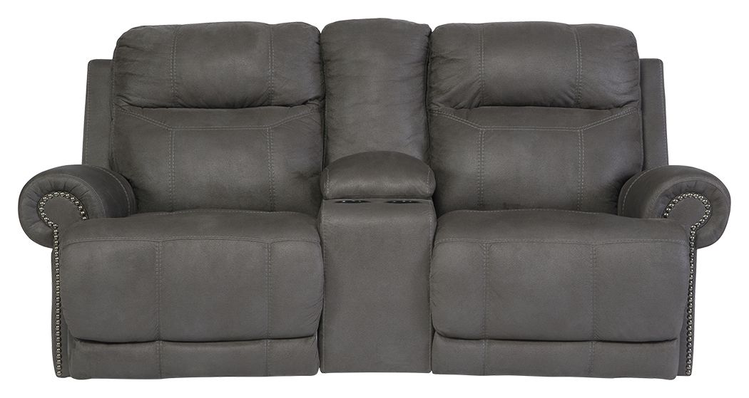 Austere - Gray - Dbl Rec Loveseat W/Console