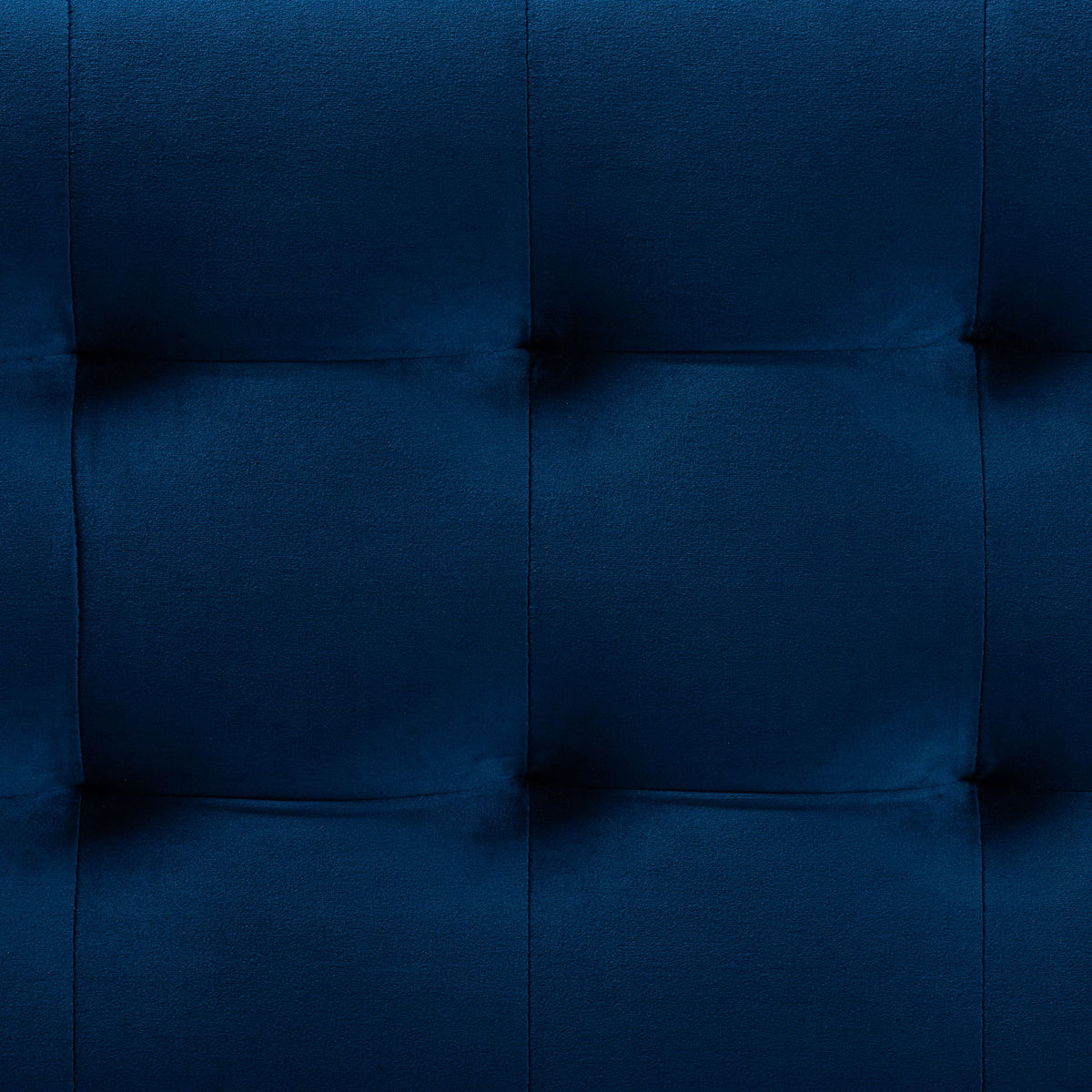 RoaNoke Modern and Contemporary Navy Blue Velvet Fabric Upholstered Grid-Tufted Storage Ottoman Bench