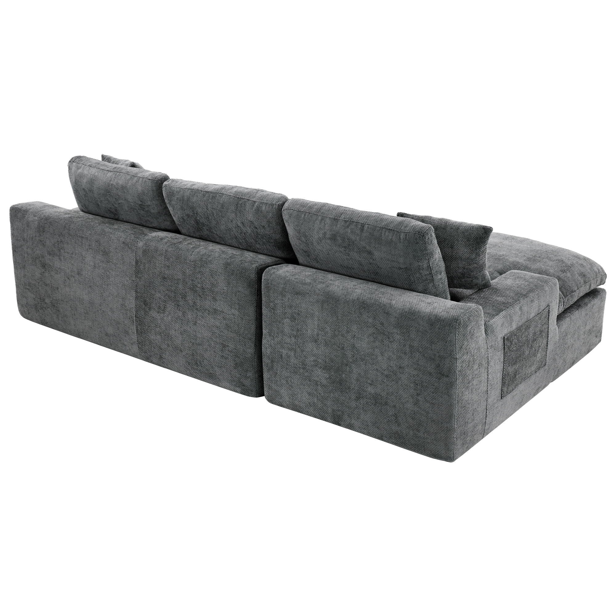 Cloud Sectional Sofa With Double Layer Cushion And Side Pockets, Free-Combined