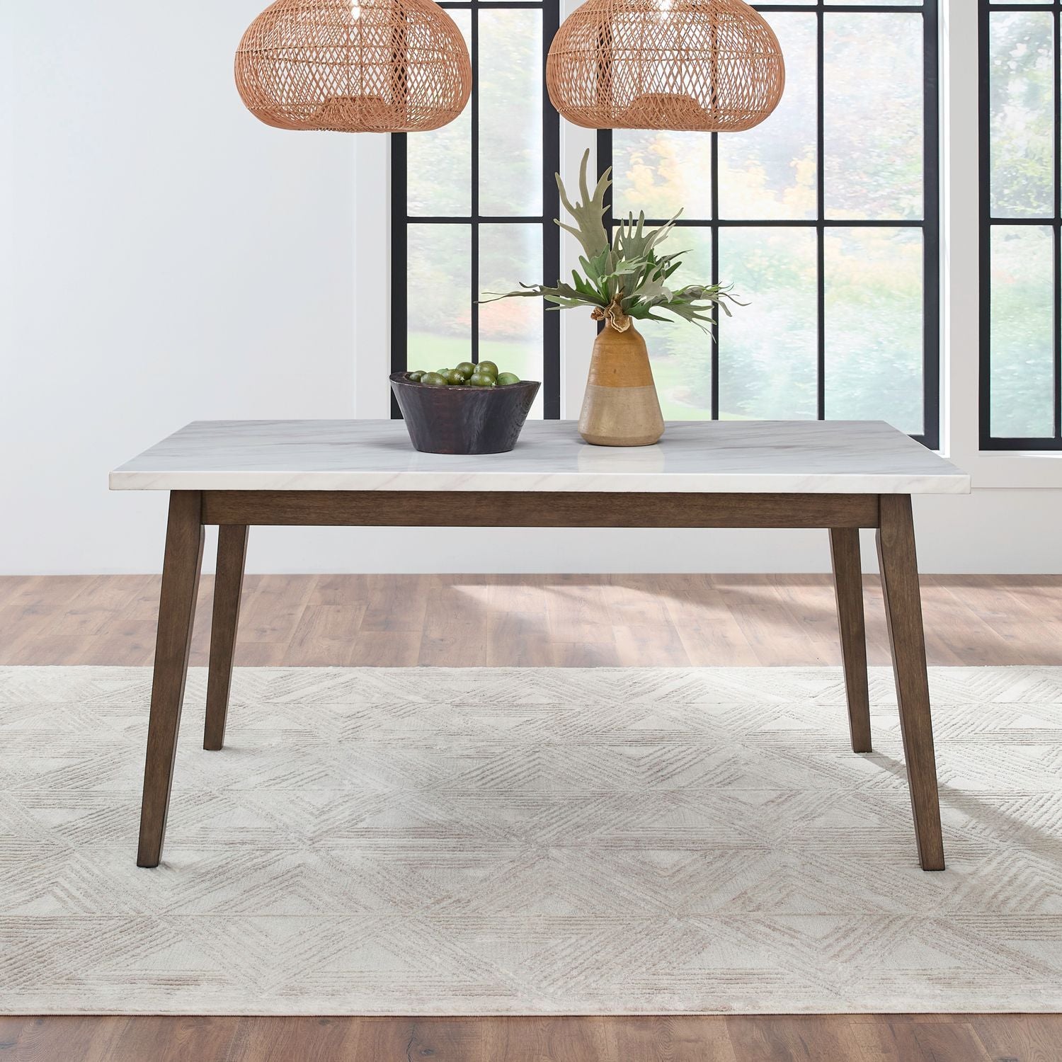 Edison - Rectangular Leg Table With Faux Marble Top - Brownstone