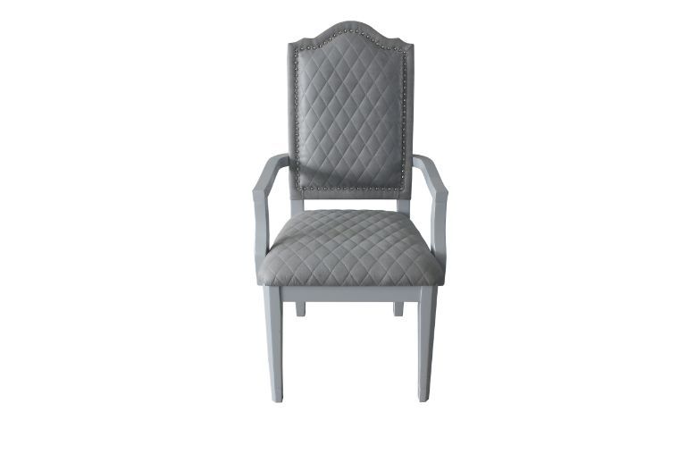 House Marchese - Arm Chair Set of 2) - Two Tone Gray Fabric & Pearl Gray