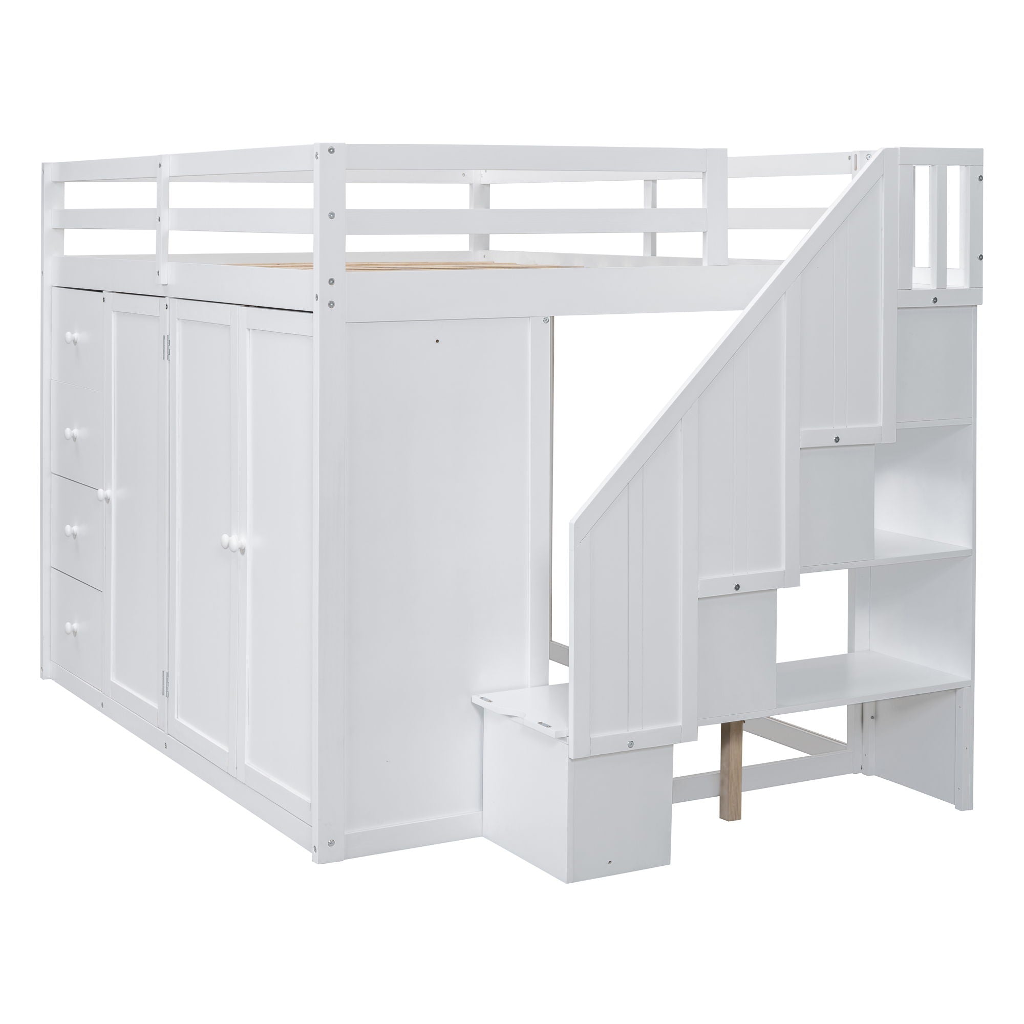 Loft Bed With Built In Wardrobes, Cabinets And Drawers