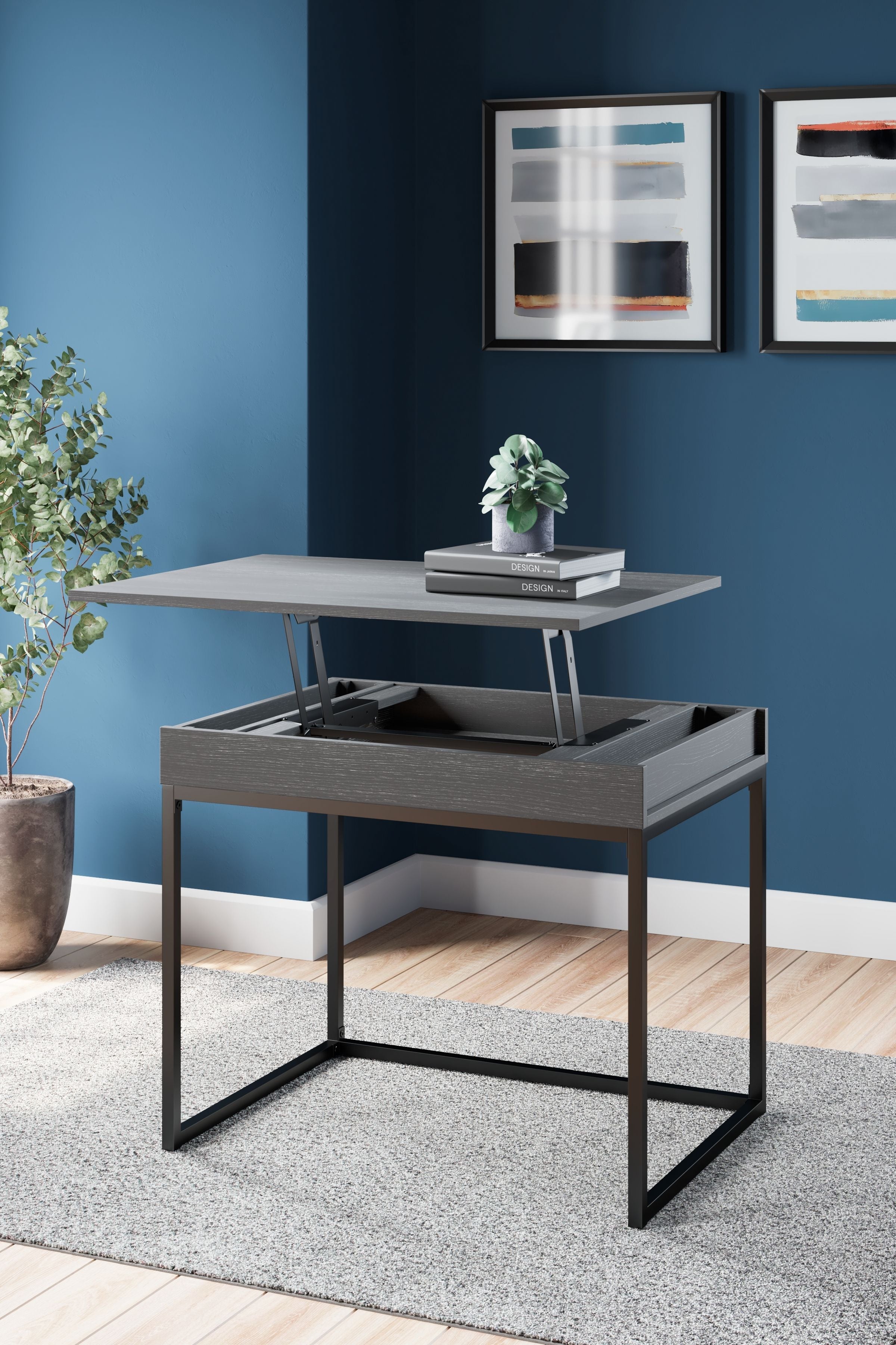 Signature Design by Ashley® Yarlow - Black - Home Office Lift Top Desk | Meri Furniture