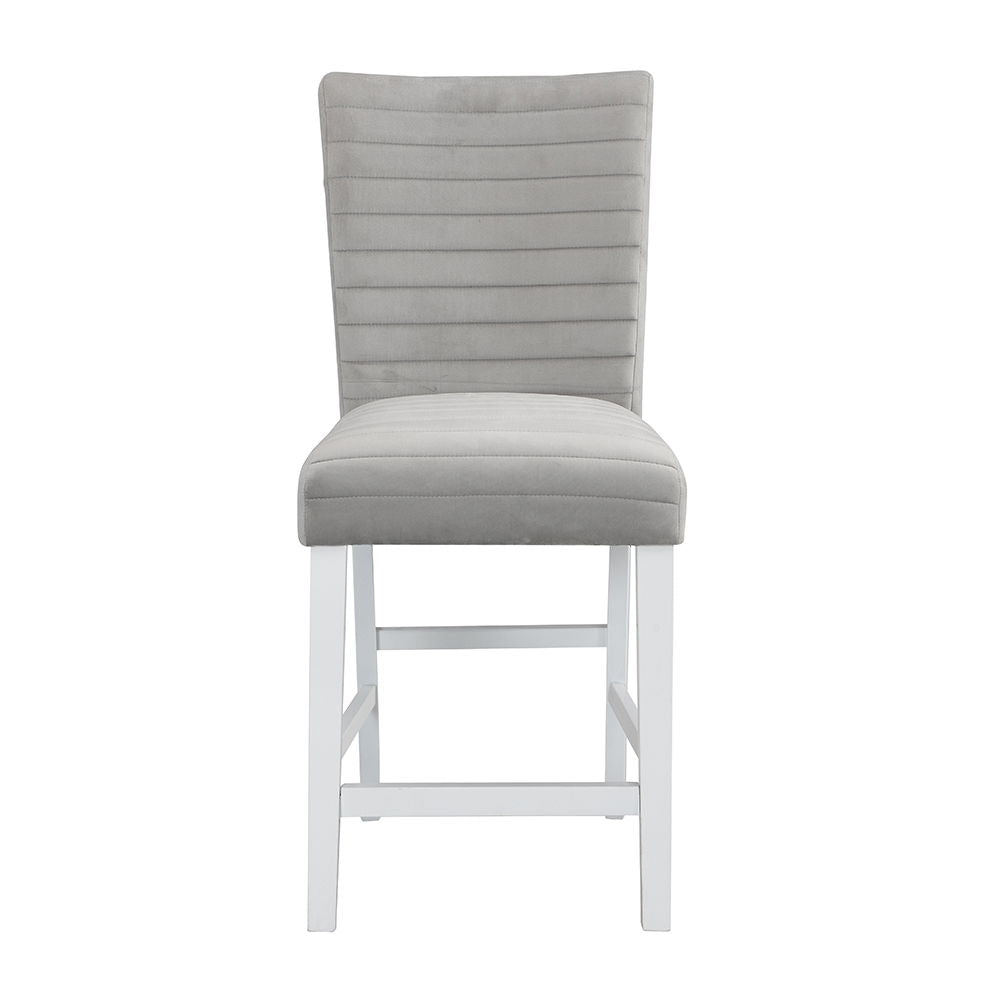 Elizaveta - Counter Height Chair Set of 2) - Gray Velvet &White High Gloss