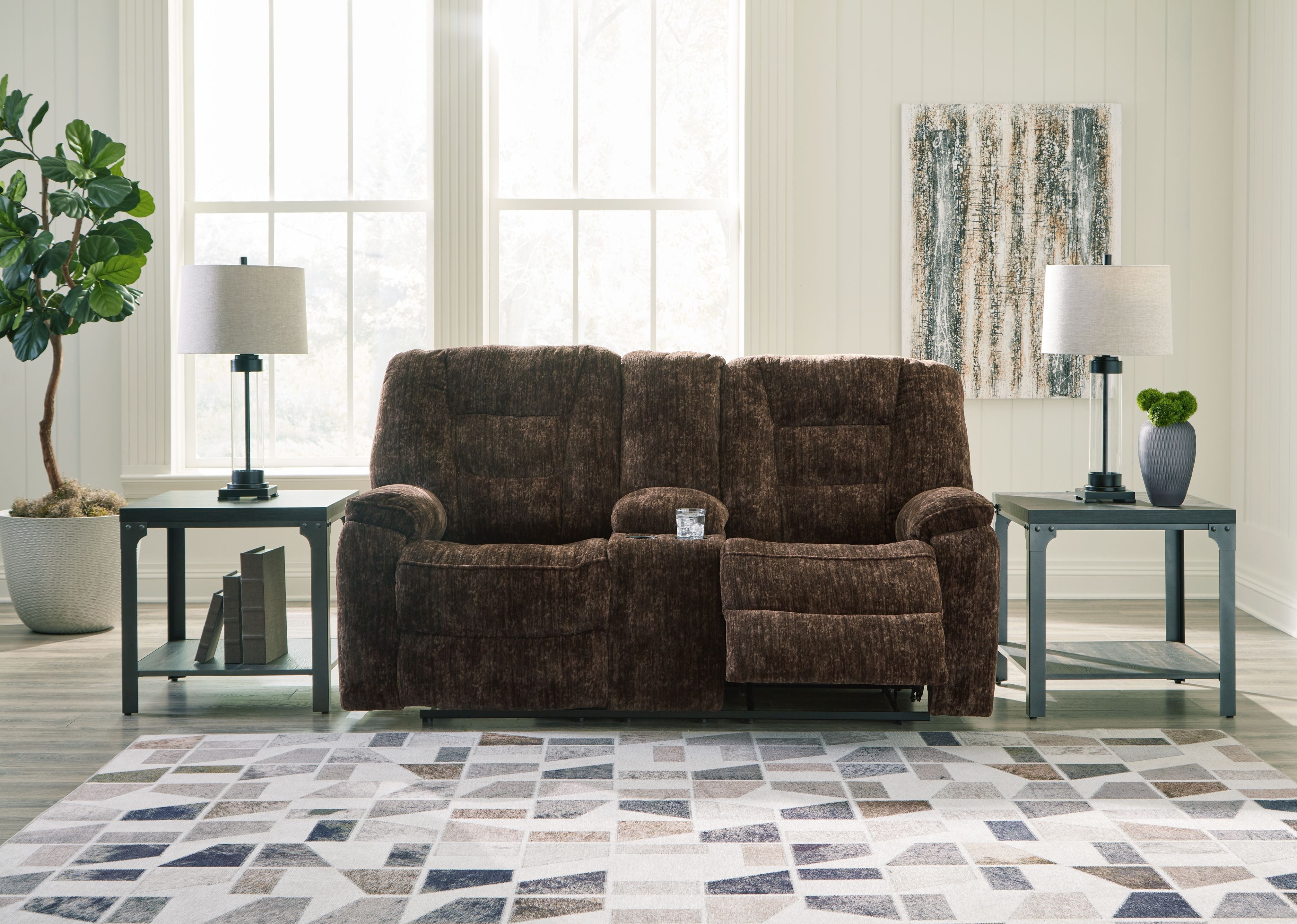 Signature Design by Ashley® Soundwave - Reclining Loveseat W/Console | Meri Furniture