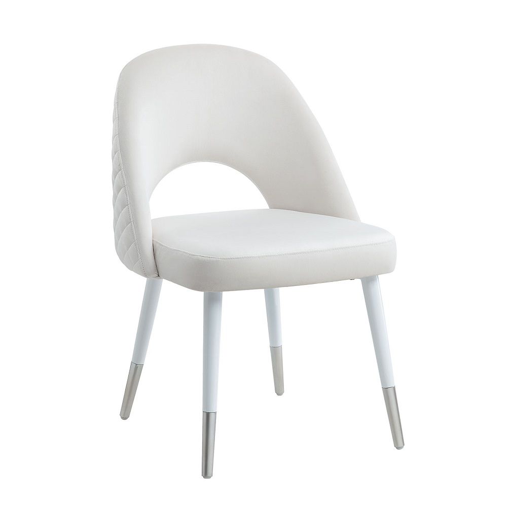 ACME Zemirah - Side Chair (Set of 2) - White Velvet & White | Meri Furniture