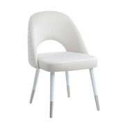 ACME Zemirah - Side Chair (Set of 2) - White Velvet & White | Meri Furniture