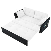 Modern Convertible Sleeper Sofa Bed With Pull-Out Queen Design, Side Storage & Thick Cushions