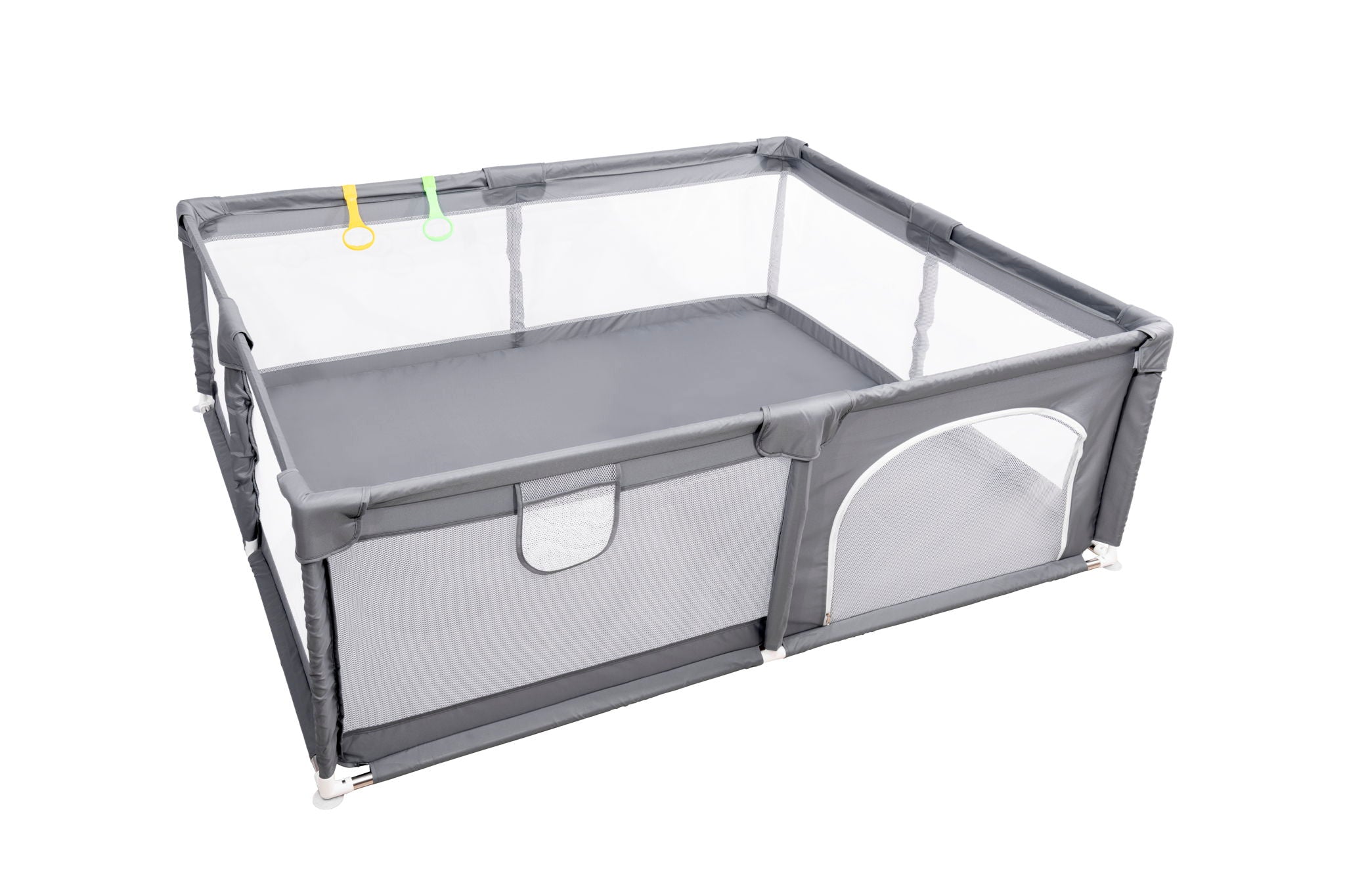 Fabric Baby Playpen, Baby Fence Play Area With Anti Slip Base - Gray
