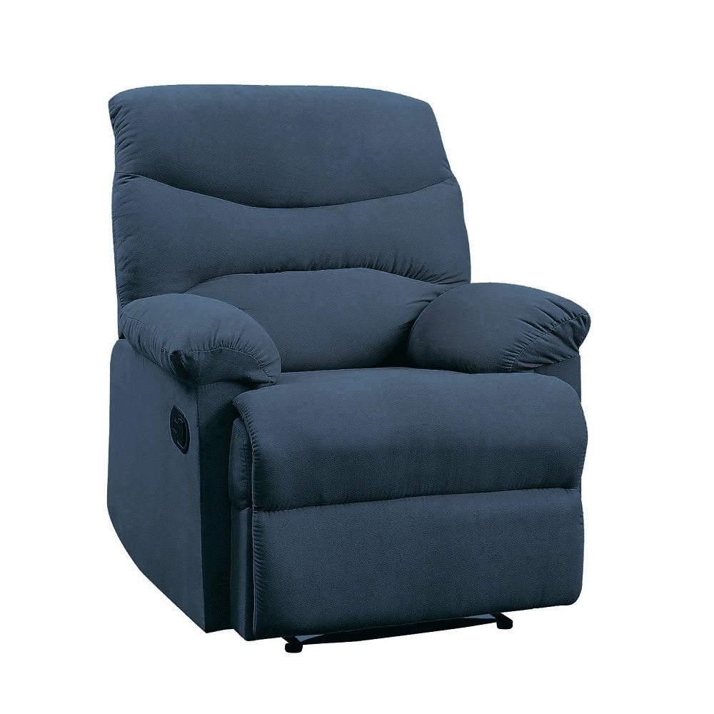 ACME The lovely Arcadia recliner offers comfort, style and value for any home. A smooth microfiber seat cushion provides relaxation from seat to toe with an easy to reach external handle for operating the reclining mechanism. | Meri Furniture
