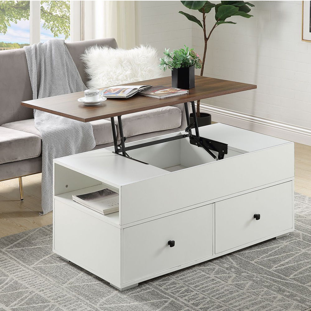 Raeden - Coffee Table With Lift Top - White & Walnut