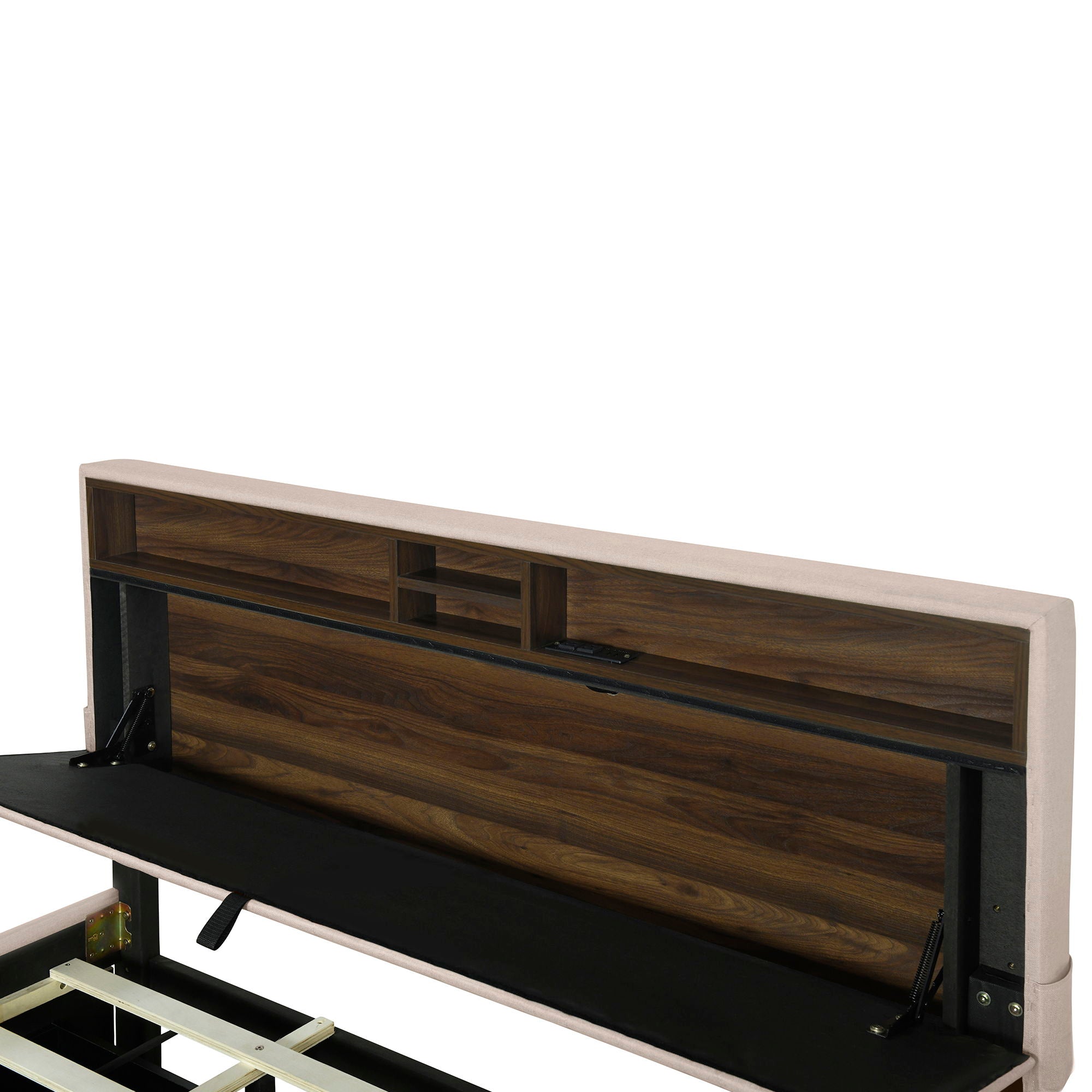 Upholstered Platform Bed With Storage Headboard, Trundle & 2 Drawers And A Set Of Sockets & USB Ports