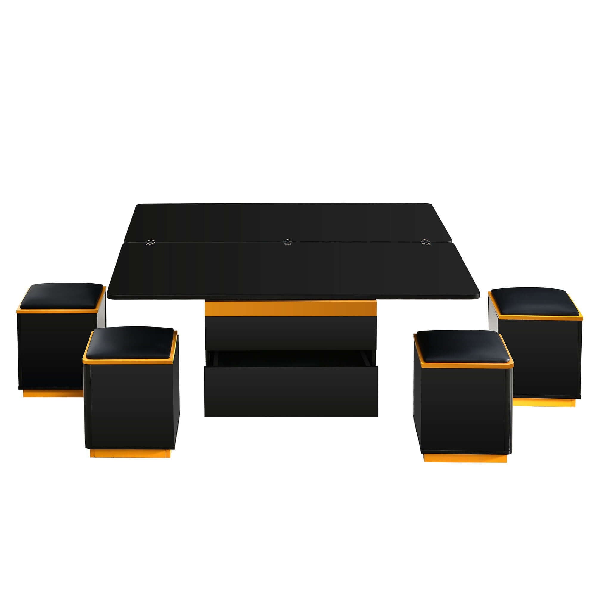Lift Top Coffee Table With 4 Storage Stools