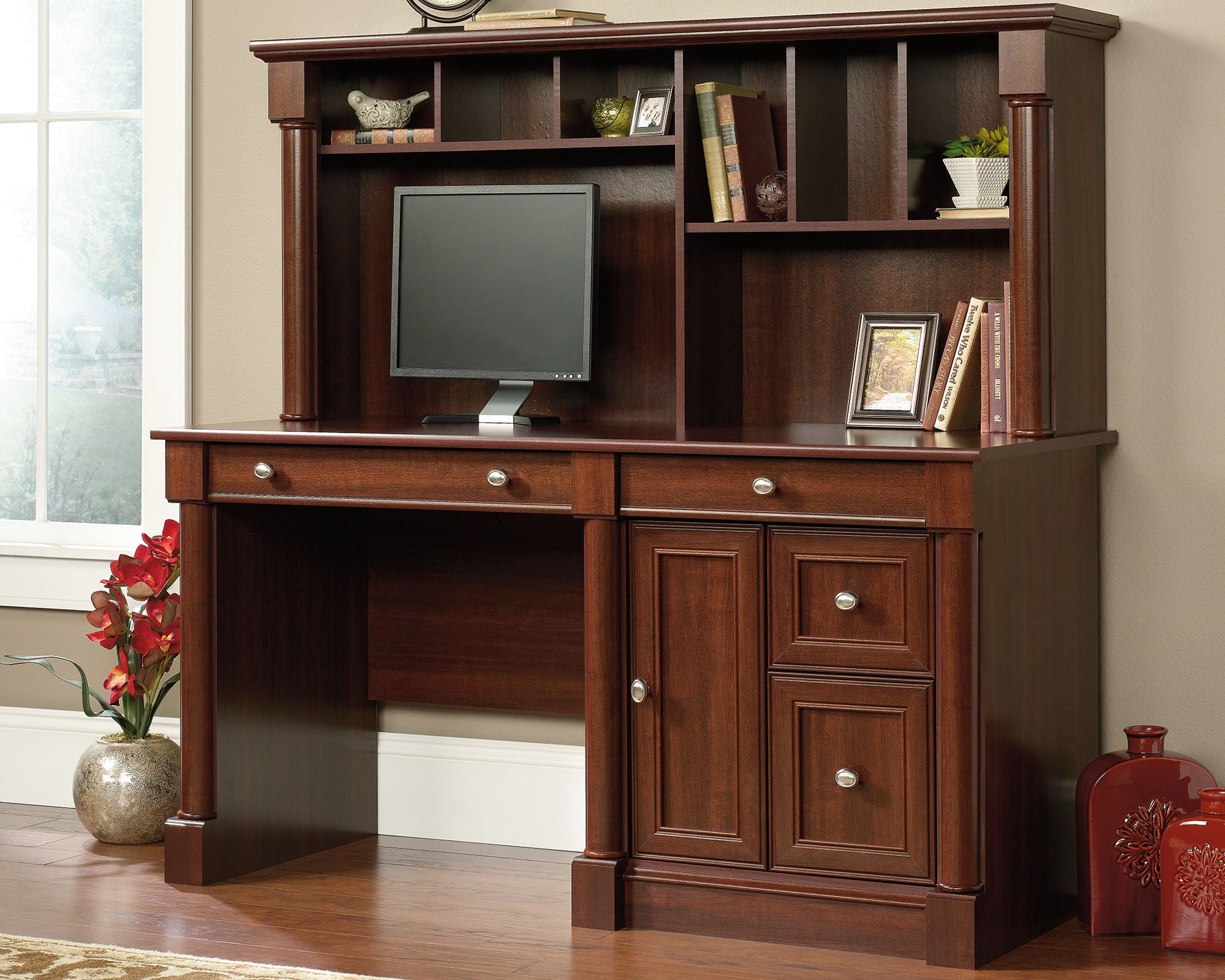 Computer Desk With Hutch Select Cherry