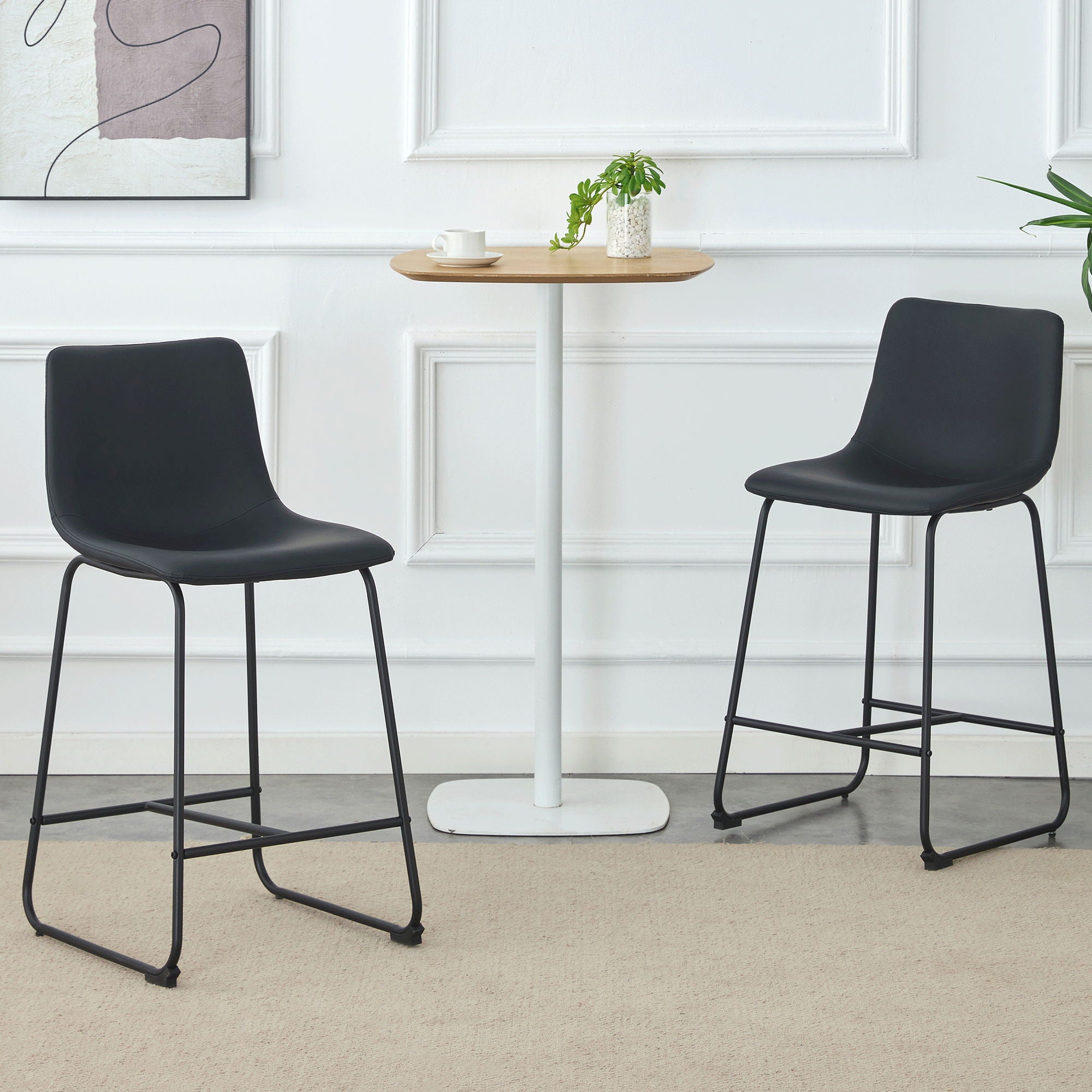 Retro Bar Chairs, Comfortable Stools (Set of 2)