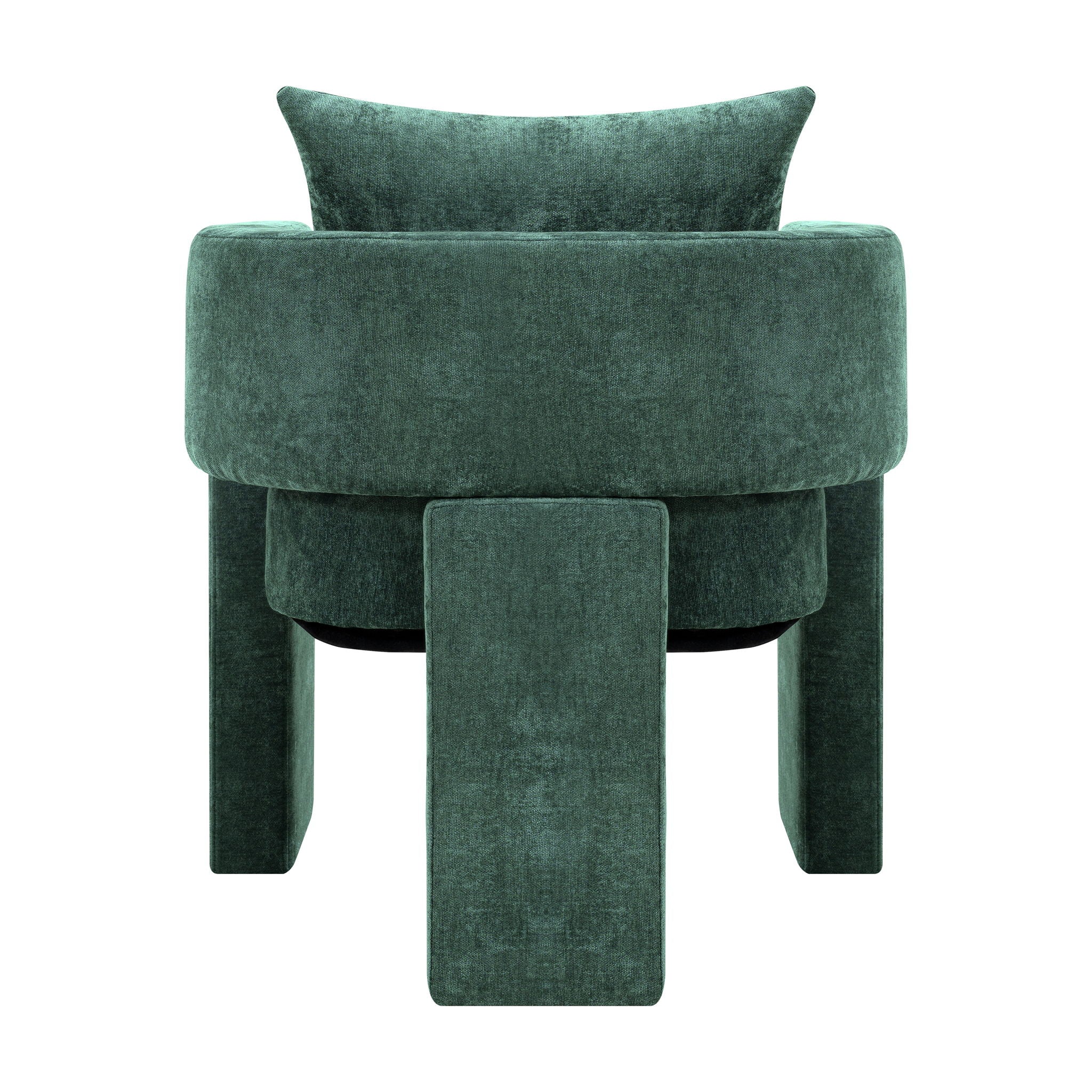 Modern 3 Leg Chenille Accent Chair With Ergonomic Arms & Removable Pillow