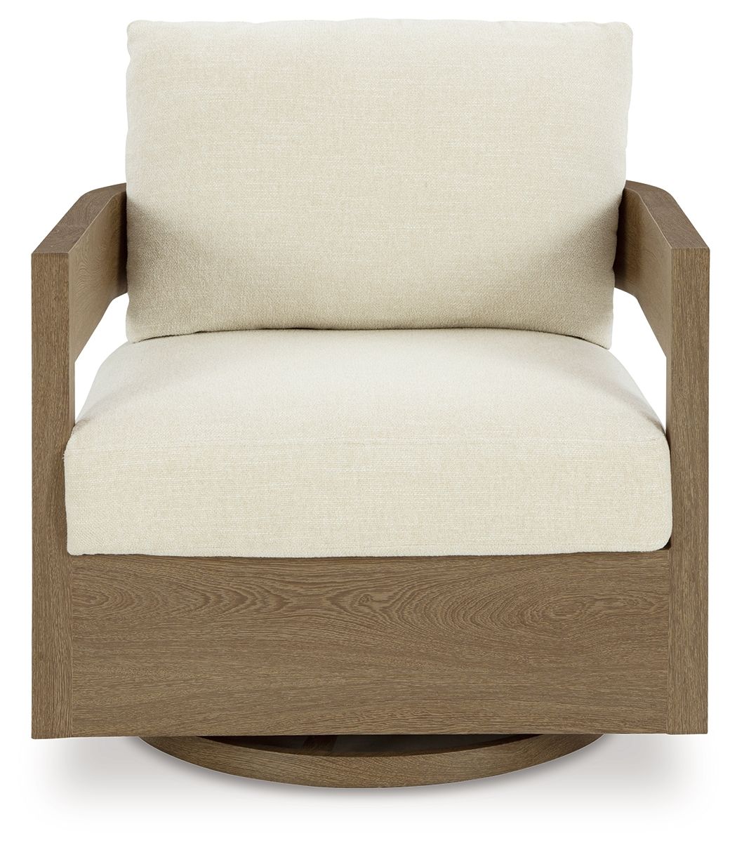 Signature Design by Ashley® Serene Bay - Dark Brown / White - Swivel Glider Chair With Cushion | Meri Furniture