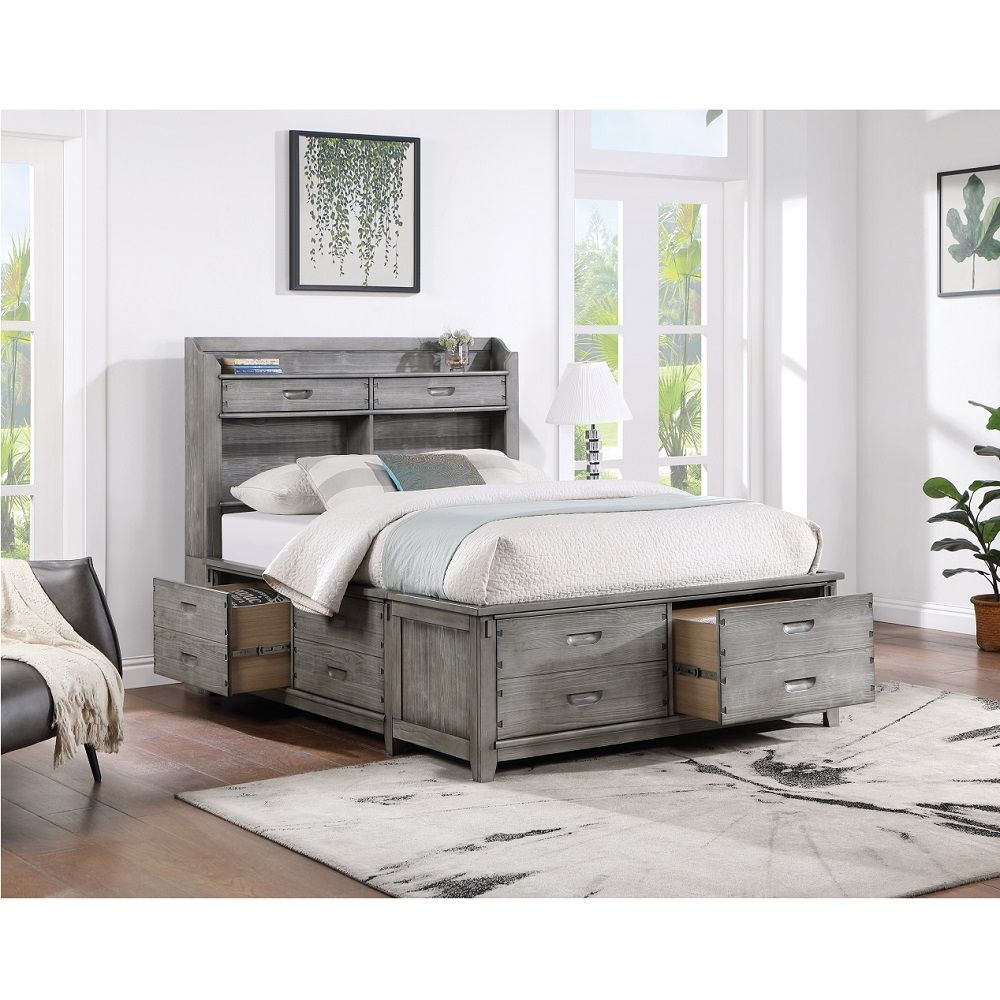 ACME Veda - Full Bed With Storage - Gray | Meri Furniture