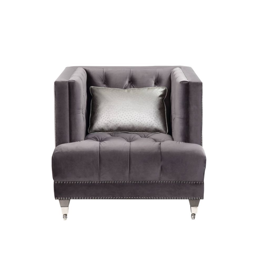 ACME Hegio - Chair - Gray Velvet | Meri Furniture