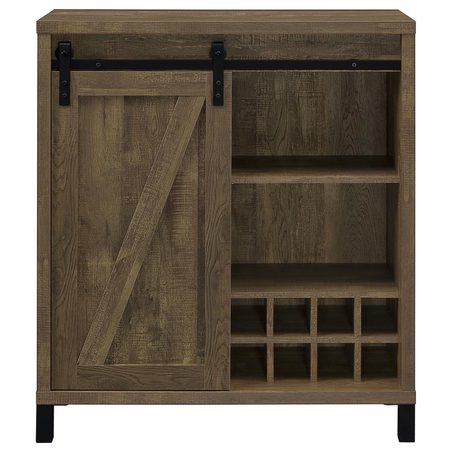 Coaster Fine Furniture Arlington - Sliding Door Home Bar Wine Cabinet - Rustic Oak | Meri Furniture