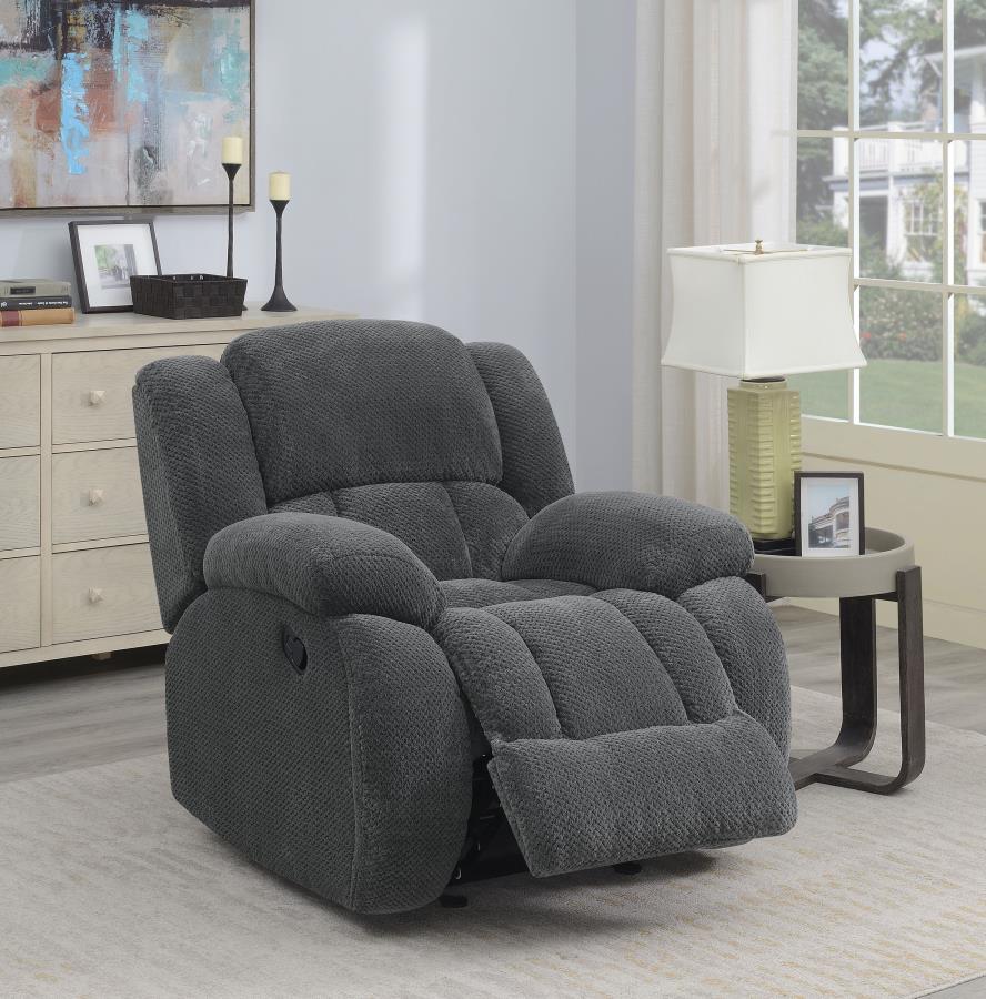 Coaster Fine Furniture Weissman - Upholstered Padded Arm Glider Recliner - Gray | Meri Furniture