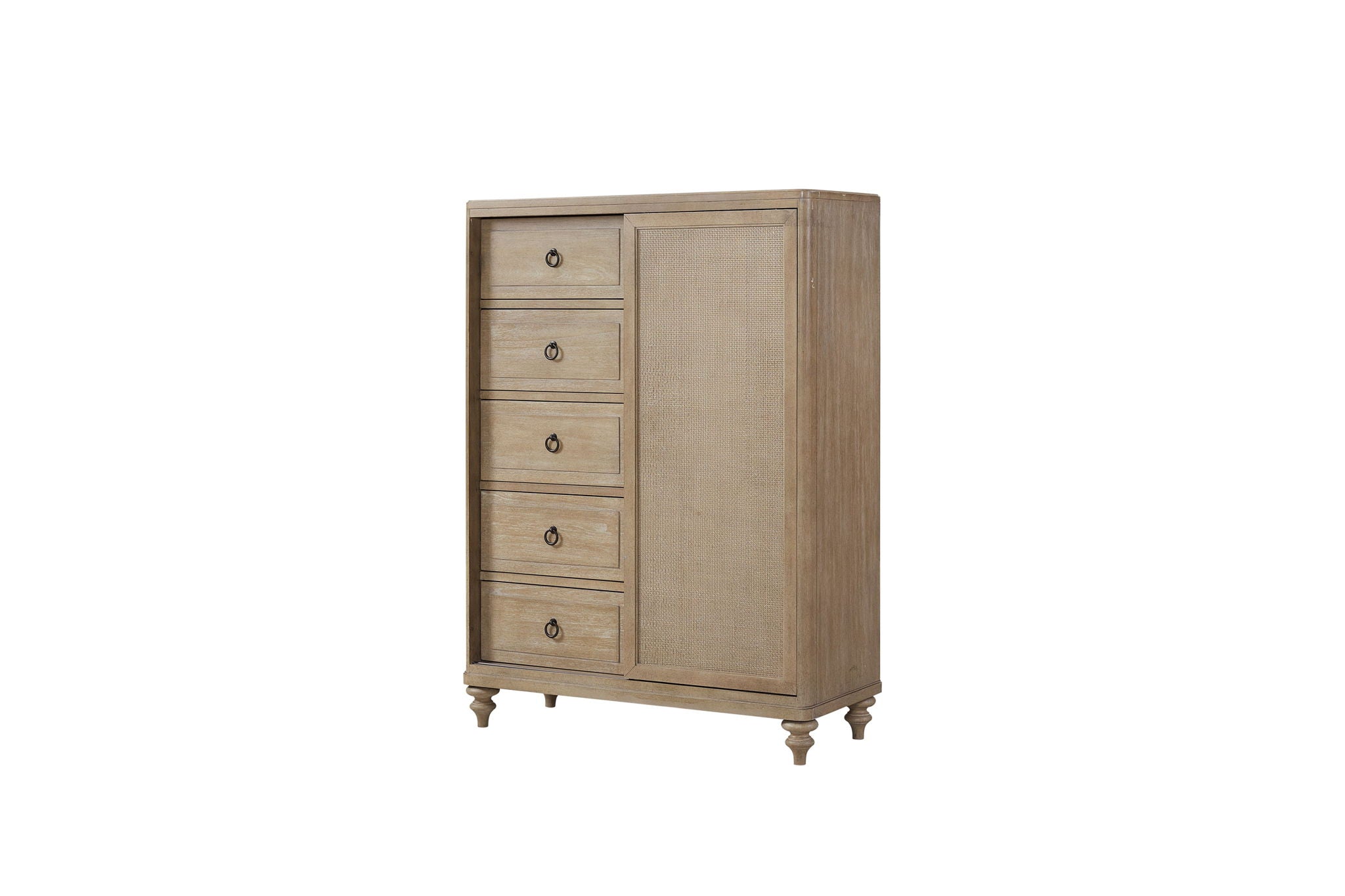 Queen Canopy Bedroom Set With A 2 Drawer Nightstand A Modern Dresser With Poster Mirror And A Door Chest - Sand