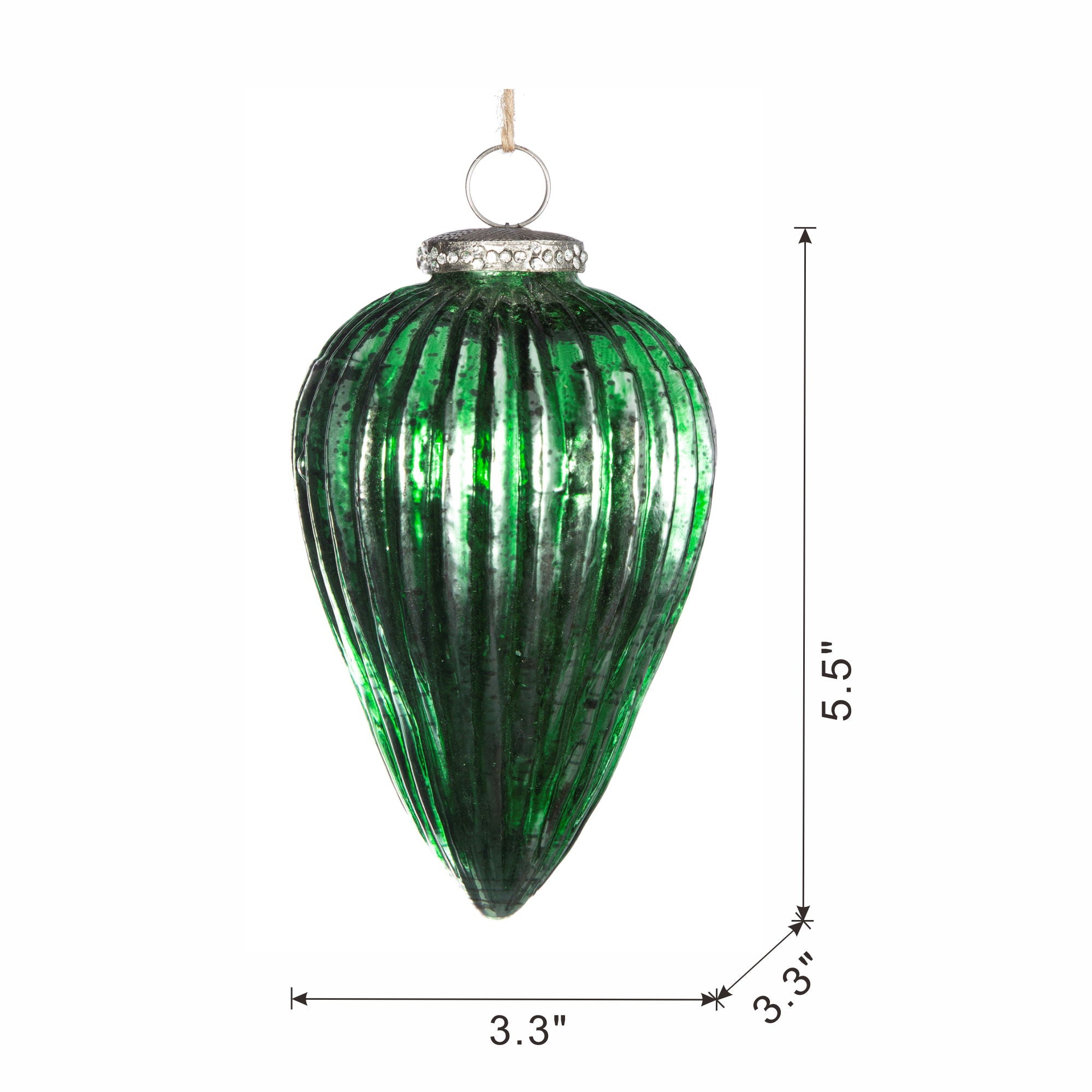 Tear Drop Ornament, Glass Decorative Hanging Christmas Tree Ornaments For Holiday Party Decorations (Set of 6) - Green