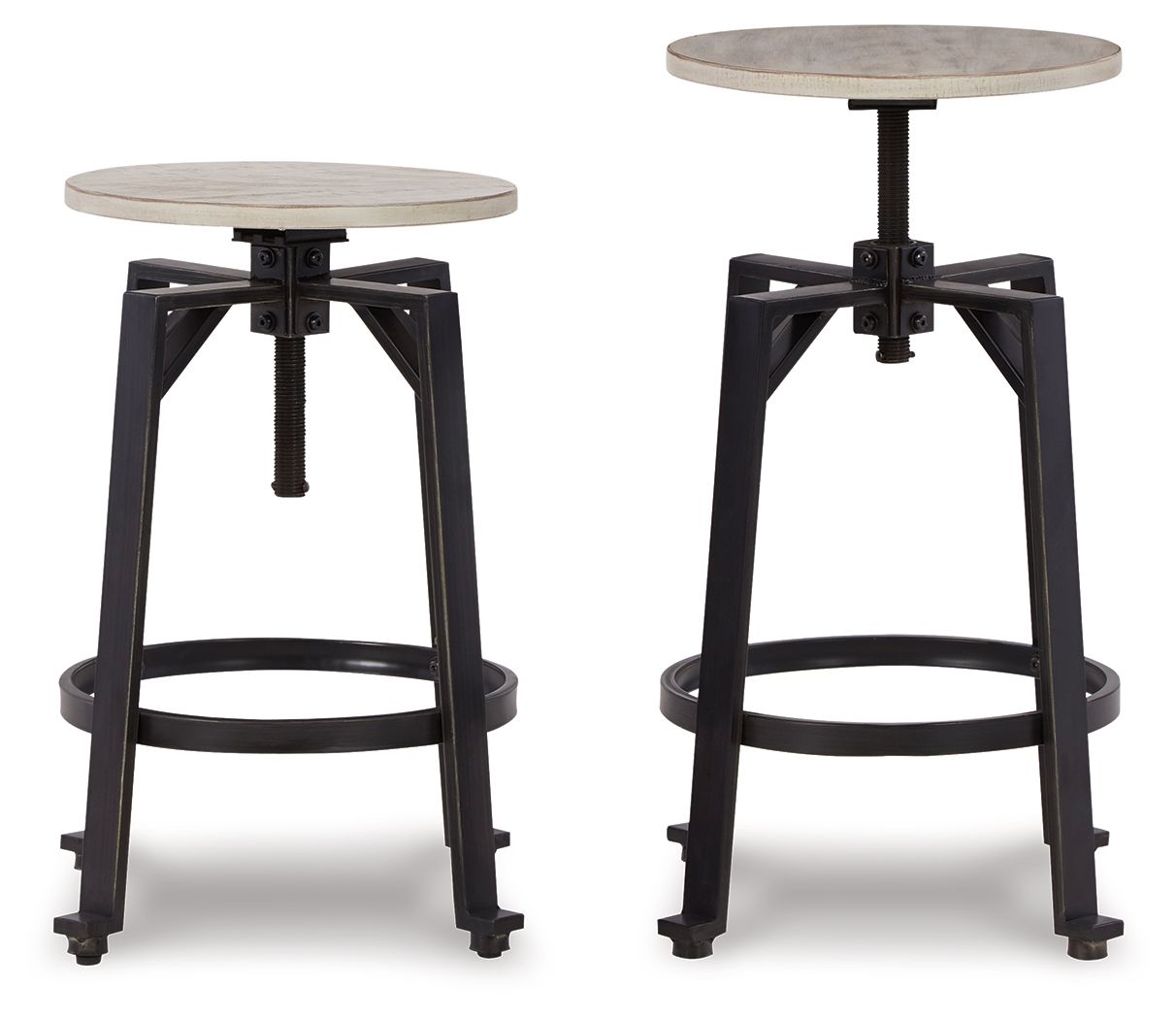 Signature Design by Ashley® Karisslyn - Whitewash / Black - Swivel Stool (Set of 2) | Meri Furniture