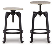 Signature Design by Ashley® Karisslyn - Whitewash / Black - Swivel Stool (Set of 2) | Meri Furniture