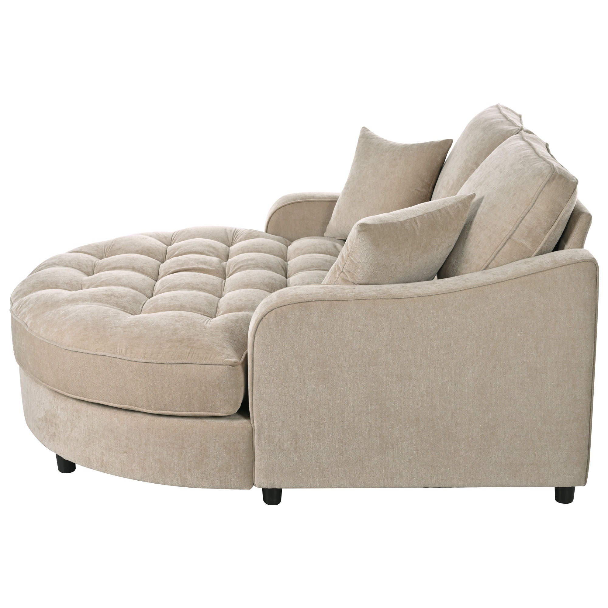 Modern Chaise Lounge Upholstered Sofa Couch With Tufted Seat And Detachable Pillows For Living Room