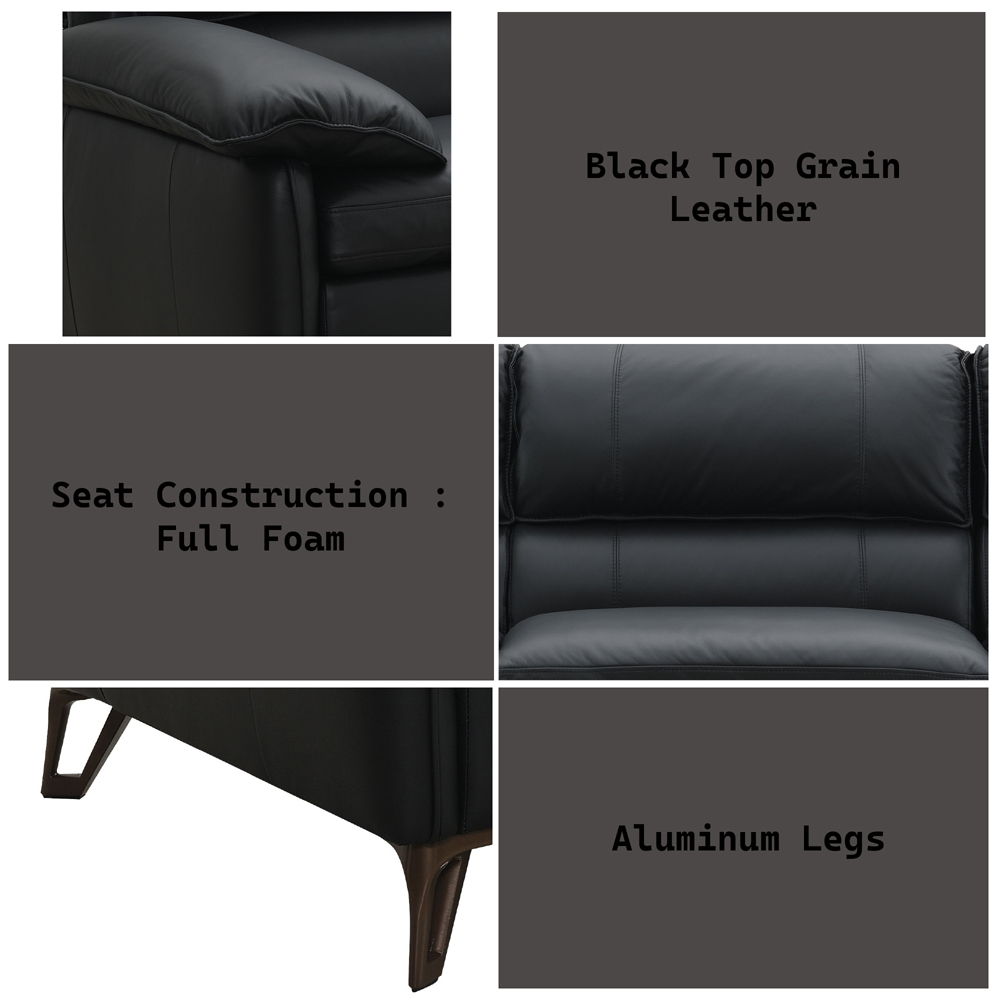 Eilene - Loveseat - Black Top Grain Leather