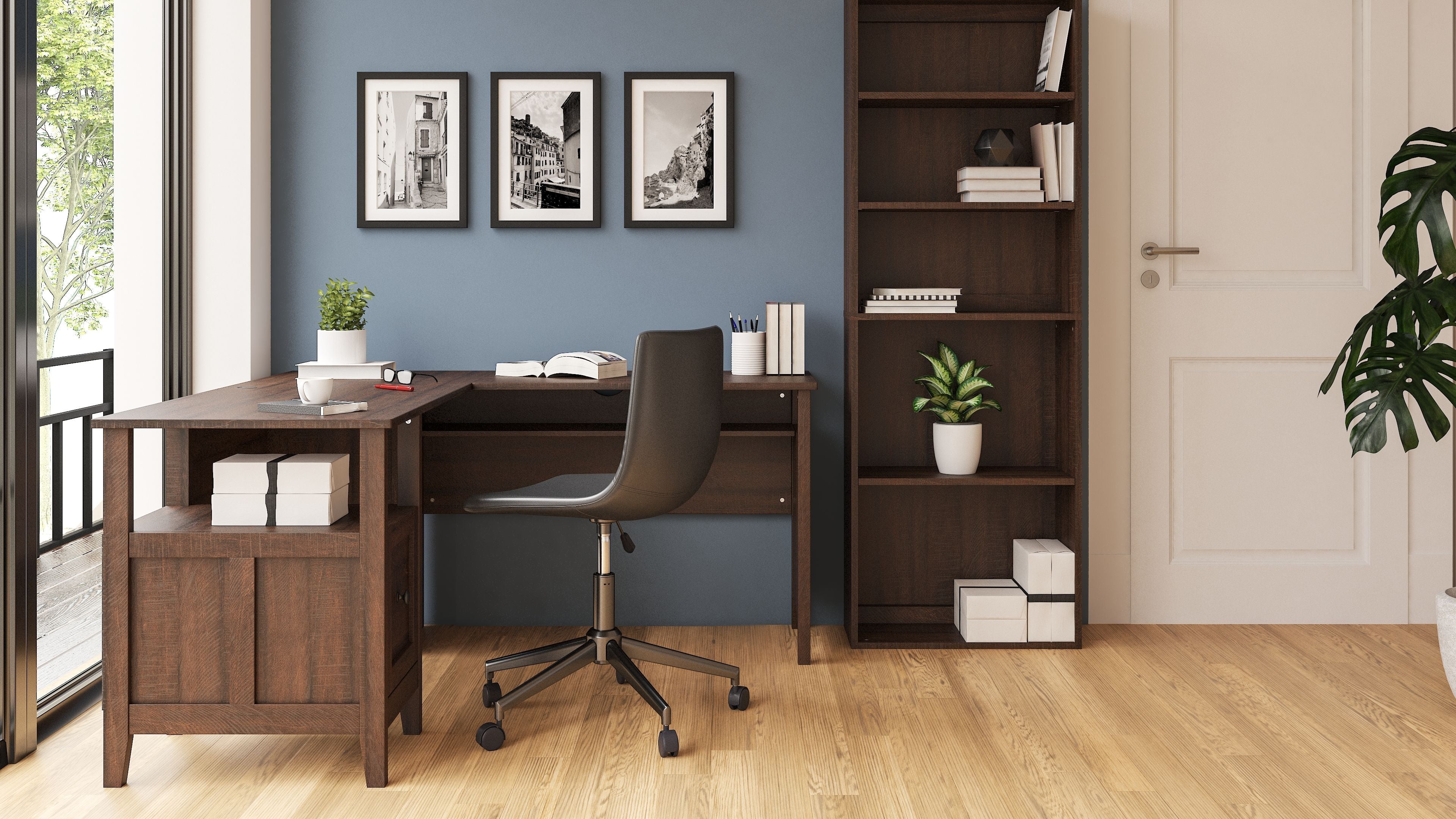 Signature Design by Ashley® Camiburg - Warm Brown - 2-Piece Home Office Desk | Meri Furniture