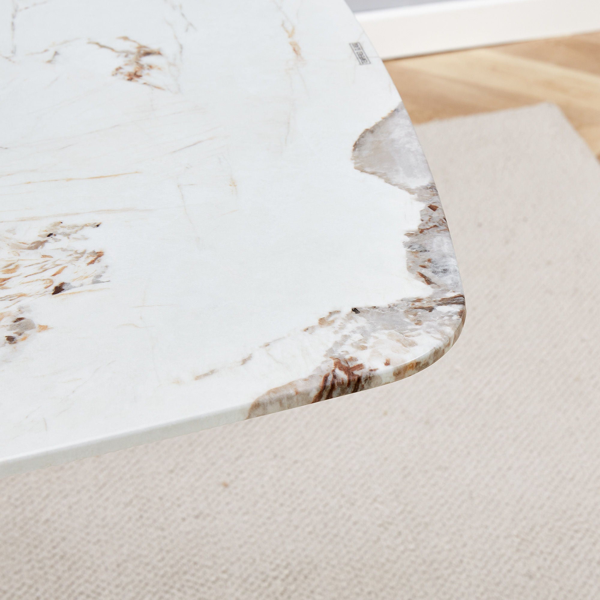 Luxurious Marble Patterned Dining Table With Metal Fork Legs