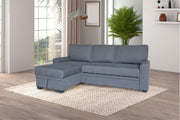 Namir 90.5"W Gray Flannel Fabric Sleeper Sectional with Left-Facing Storage Chaise