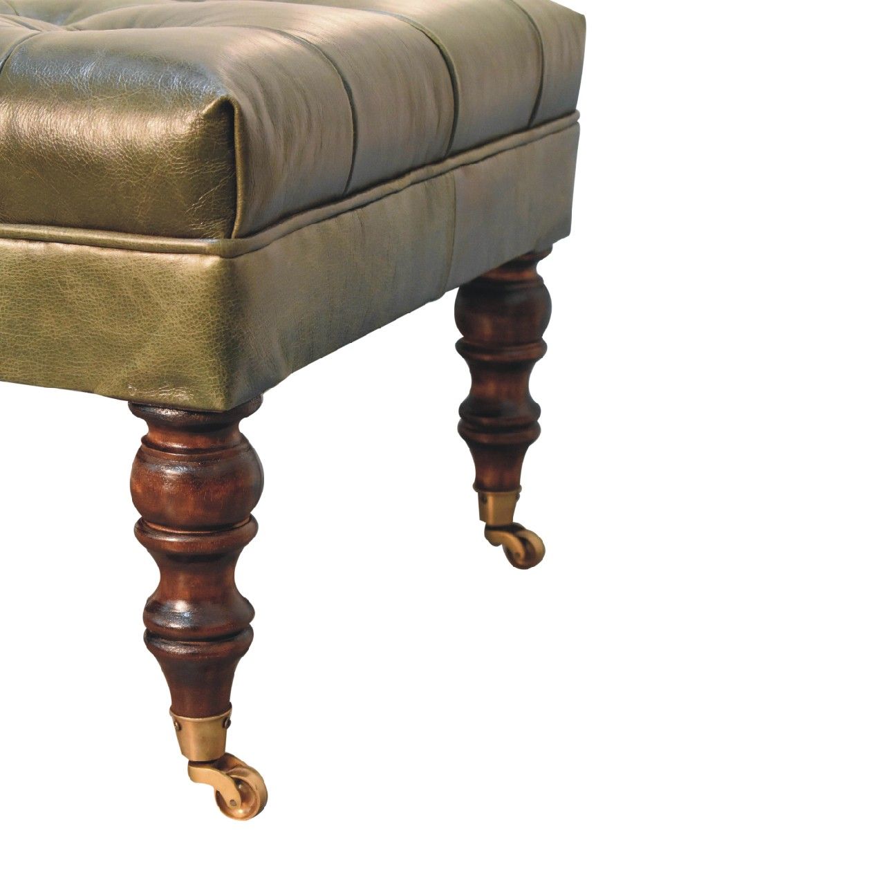 Buffalo - Leather Ottoman With Castor Legs