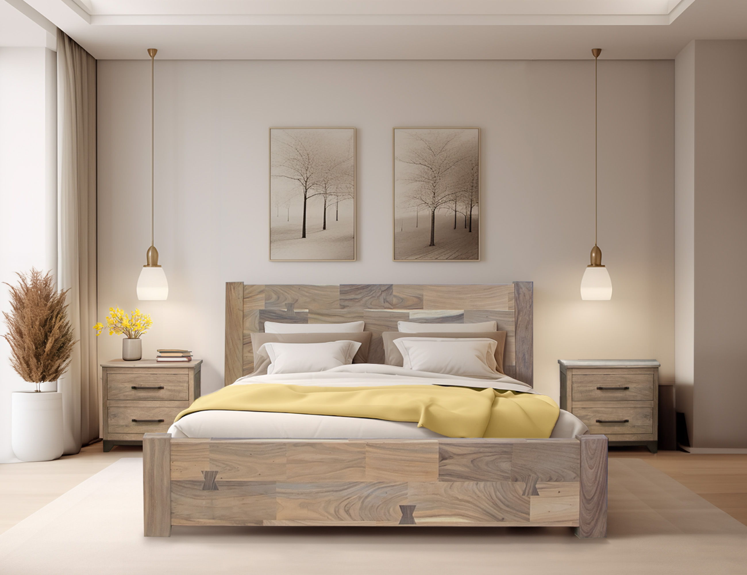 International Furniture Direct Natural Parota - Nightstand - Brown Cappuccino | Meri Furniture