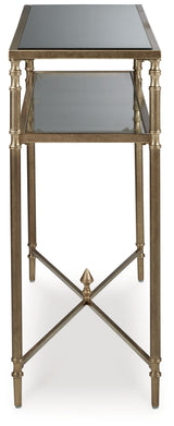 Signature Design by Ashley® Cloverty - Aged Gold Finish - Sofa Table | Meri Furniture