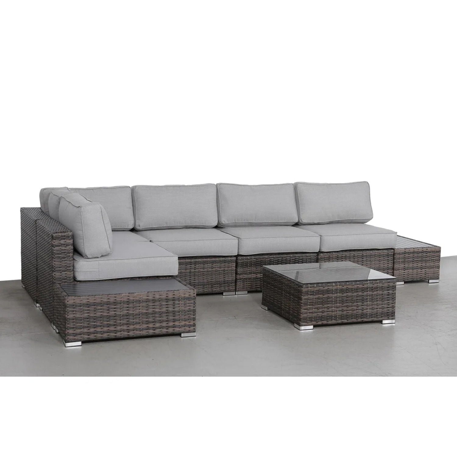Wicker Sectional Seating Group With Plush Cushions