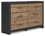 Signature Design by Ashley® Vertani - Black / Honey Brown - Six Drawer Dresser | Meri Furniture