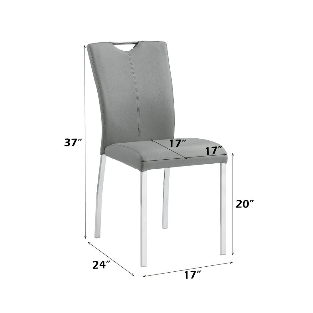 Pagan - Side Chair Set of 2) - Gray Synthetic Leather & Chrome