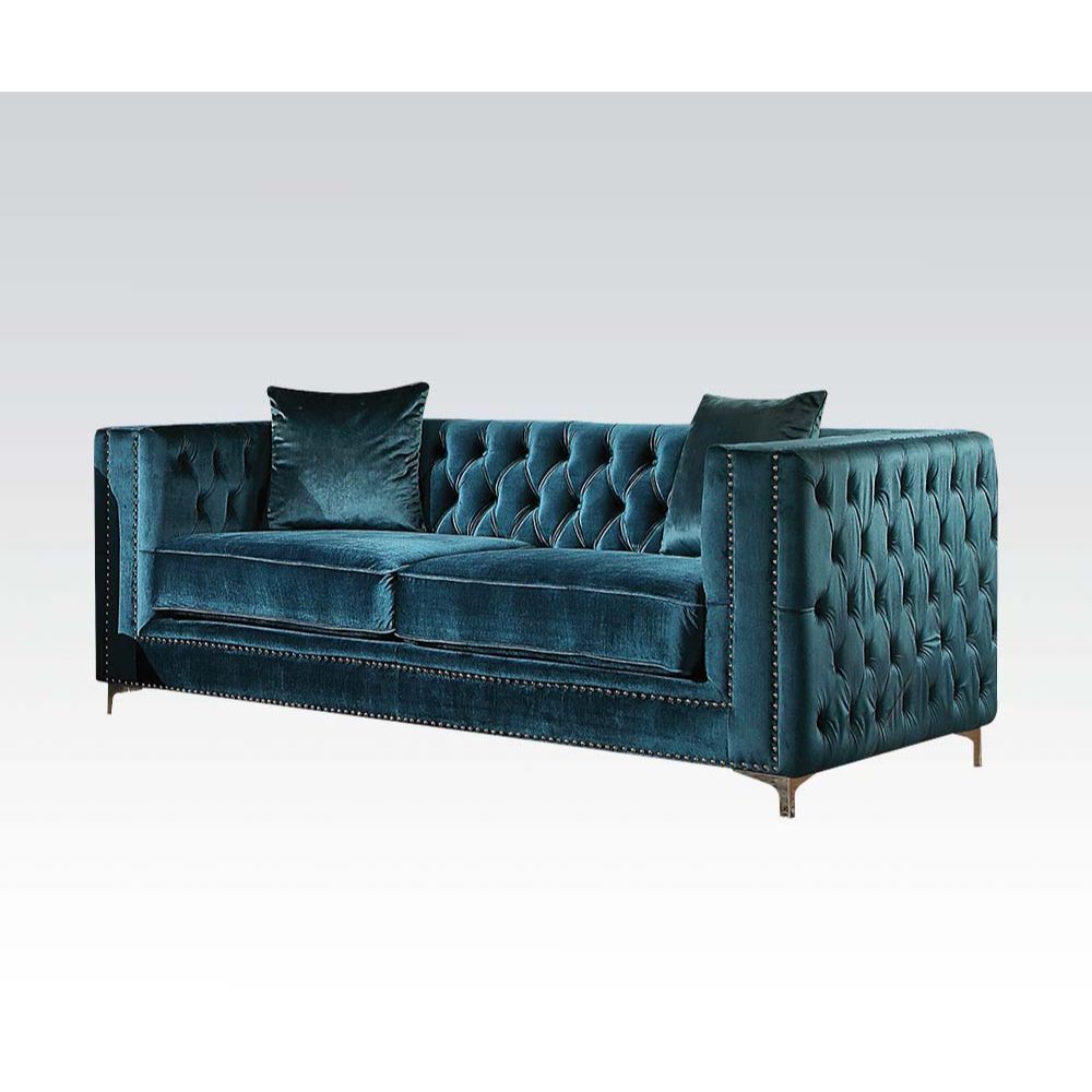 ACME Gillian - Loveseat - Dark Teal Velvet | Meri Furniture