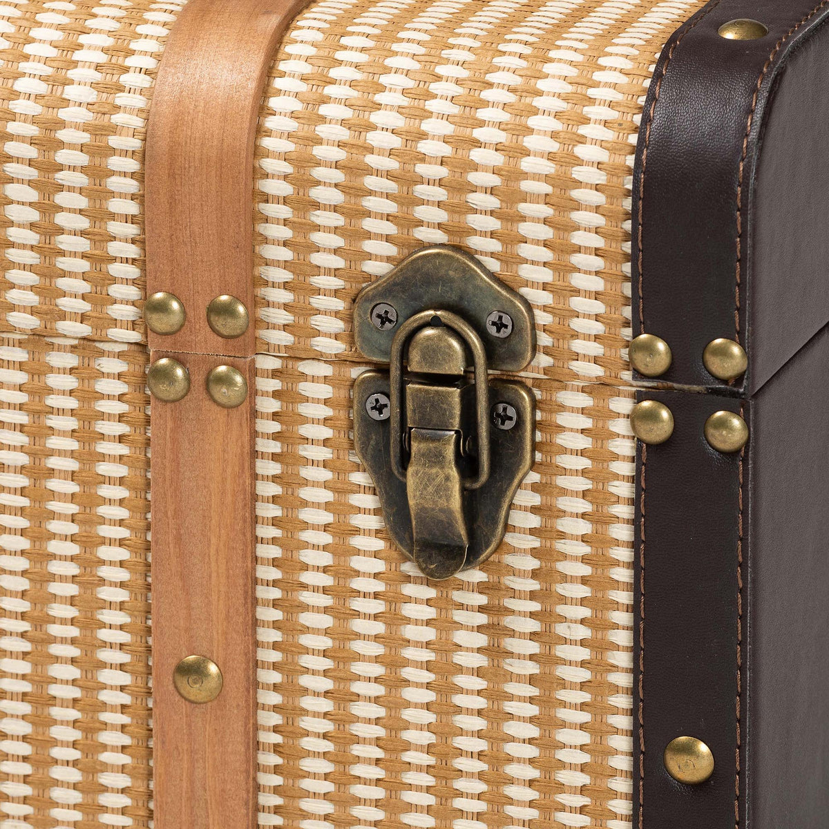 Manton Storage Trunk - Decorative Storage Chest with Hinged Top and Woven Exterior for Living Room or Bedroom
