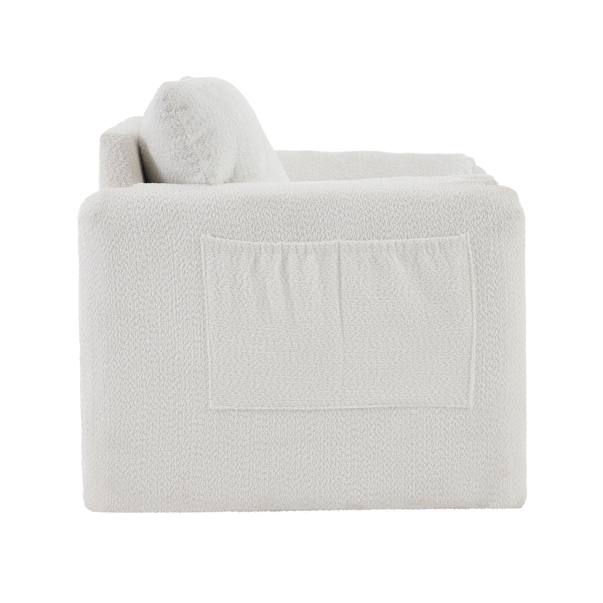 Fixed Modern Accent Chair Single Seater Plush Chenille Lounge Chair With High Resilience Cushion - Ivory White