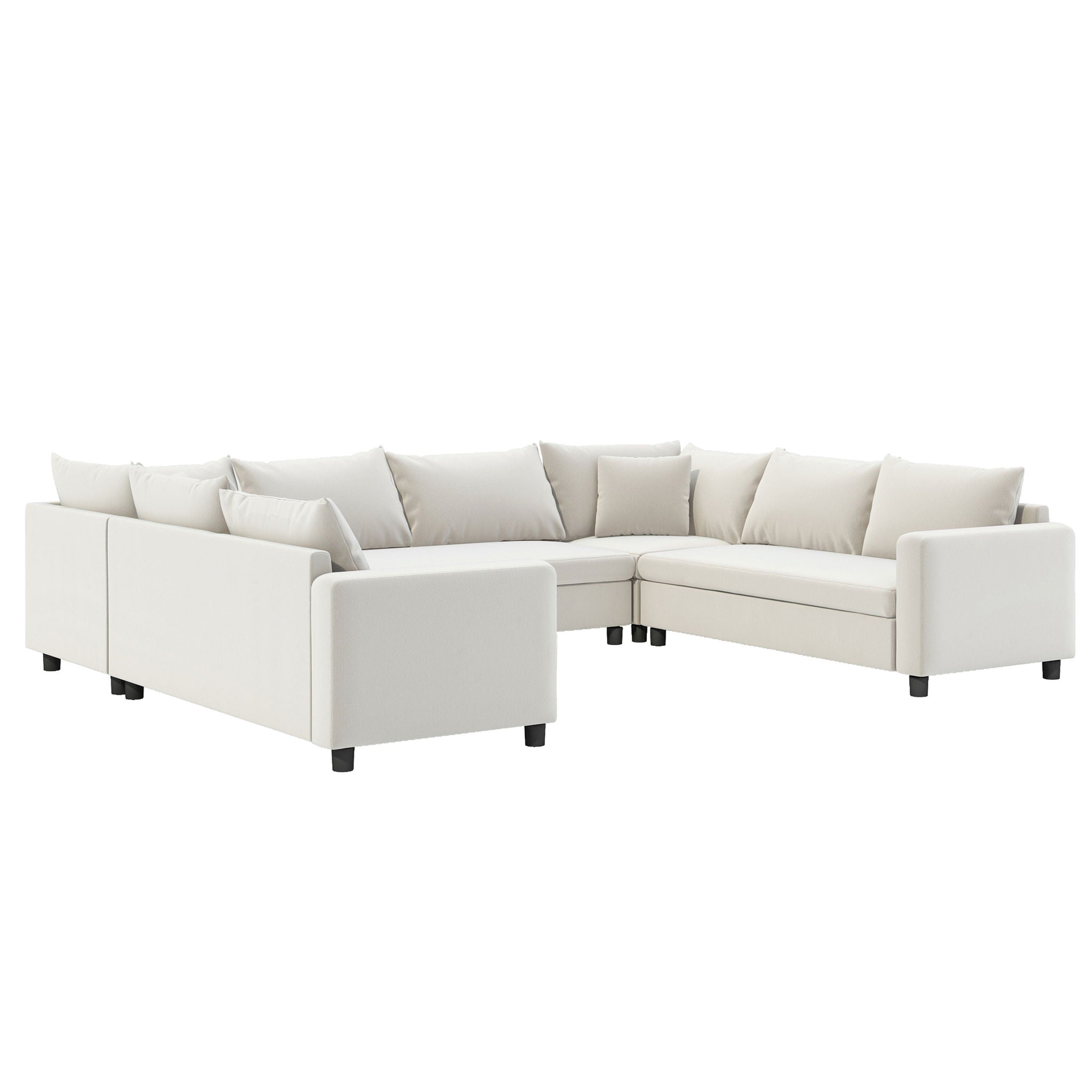 Modular Sectional Reversible U Shaped Couch Set, Free Combination Minimalist Style, Oversized 8 Seat Convertible Sofa